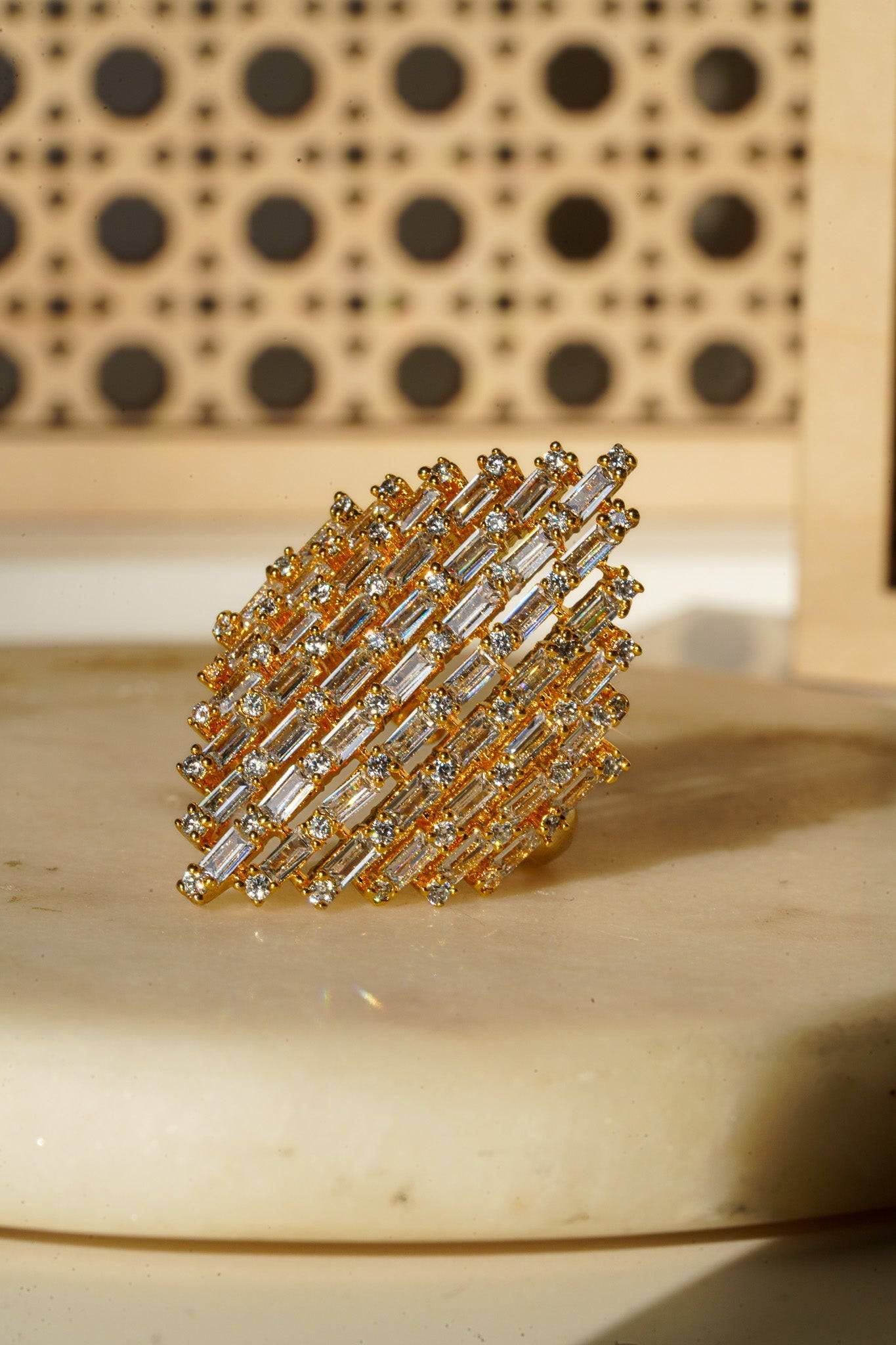 Kiran - Geometric Adjustable AD Ring Rings from Inaury