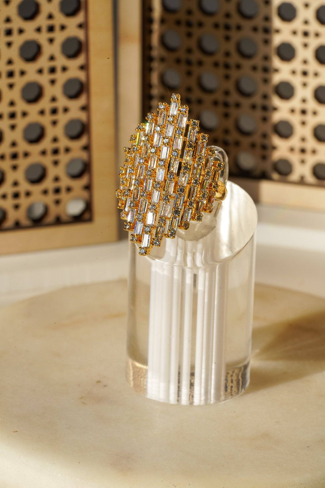 Kiran - Geometric Adjustable AD Ring Rings from Inaury