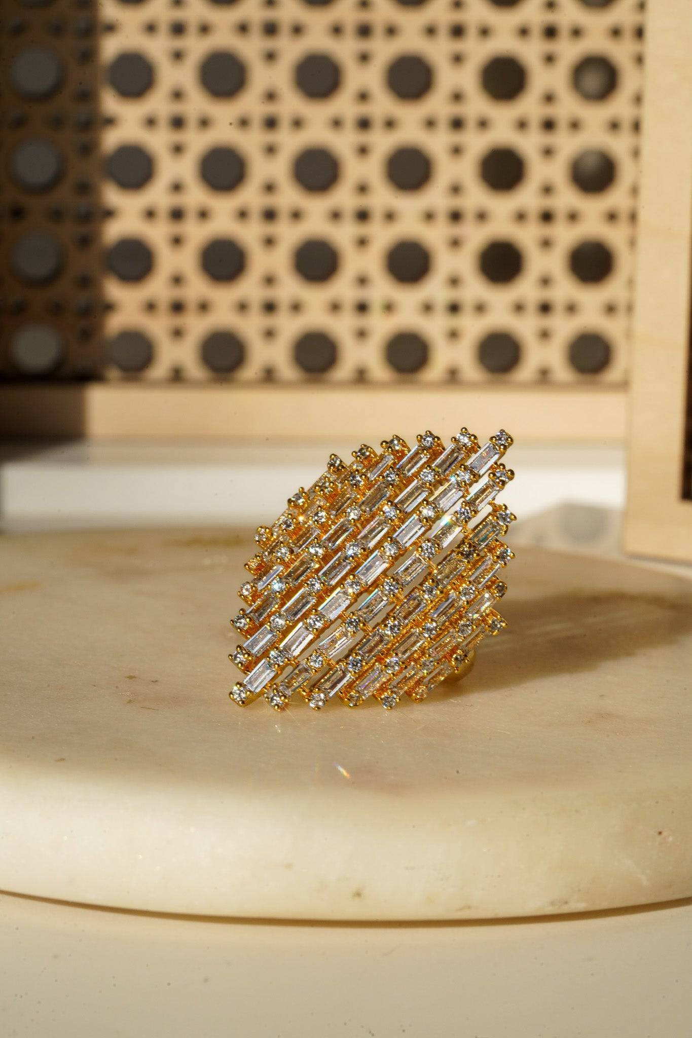 Kiran - Geometric Adjustable AD Ring Rings from Inaury