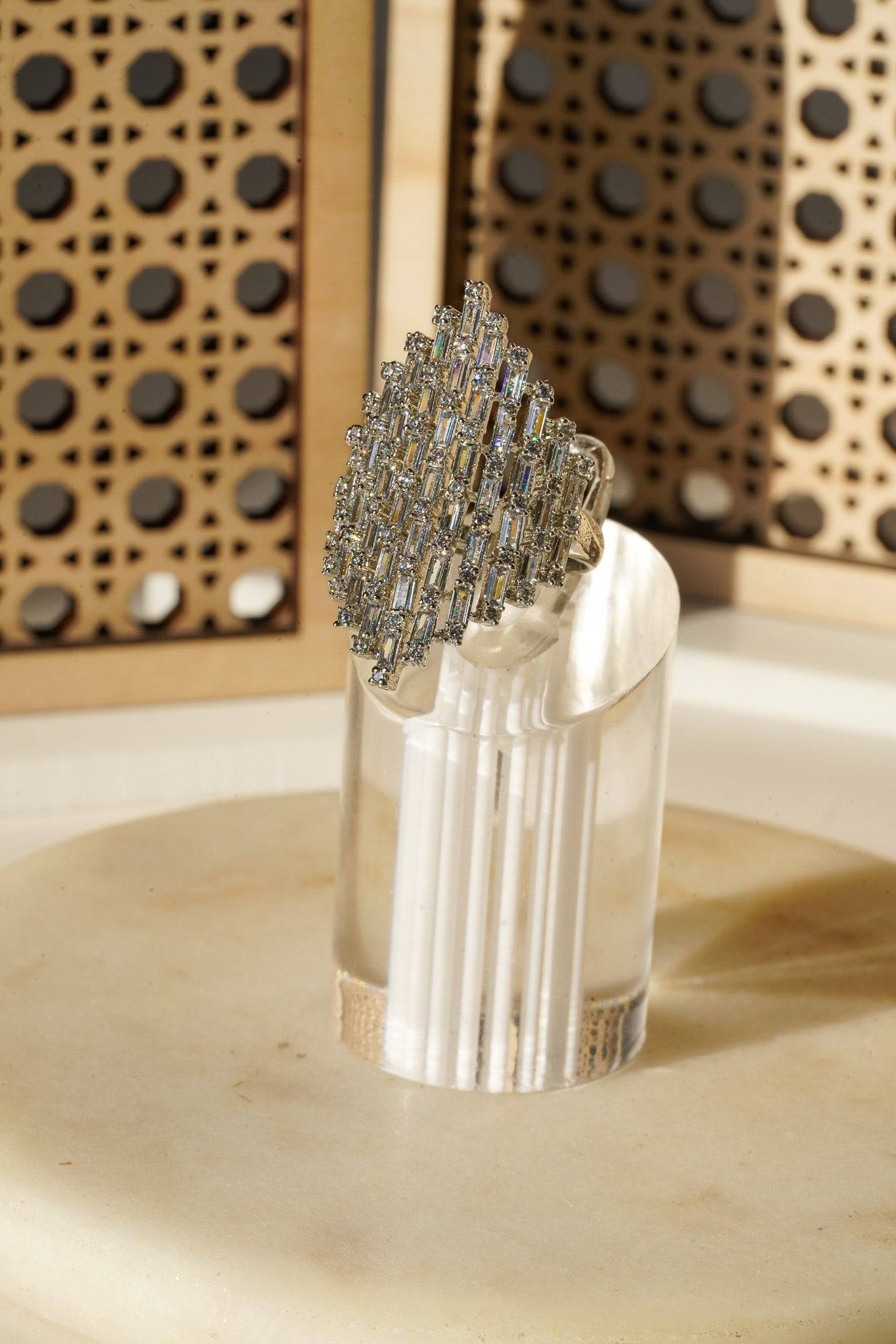 Kiran - Geometric Adjustable AD Ring Rings from Inaury
