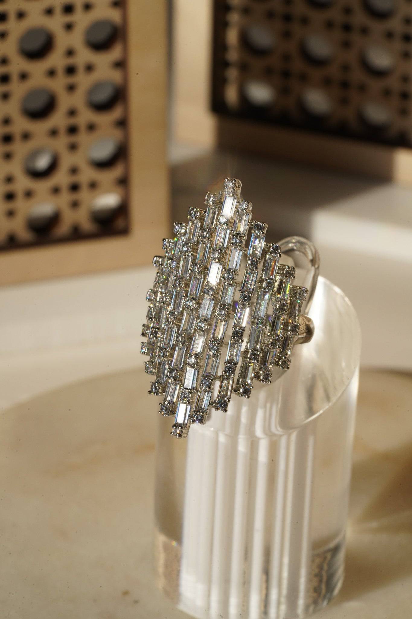 Kiran - Geometric Adjustable AD Ring Rings from Inaury