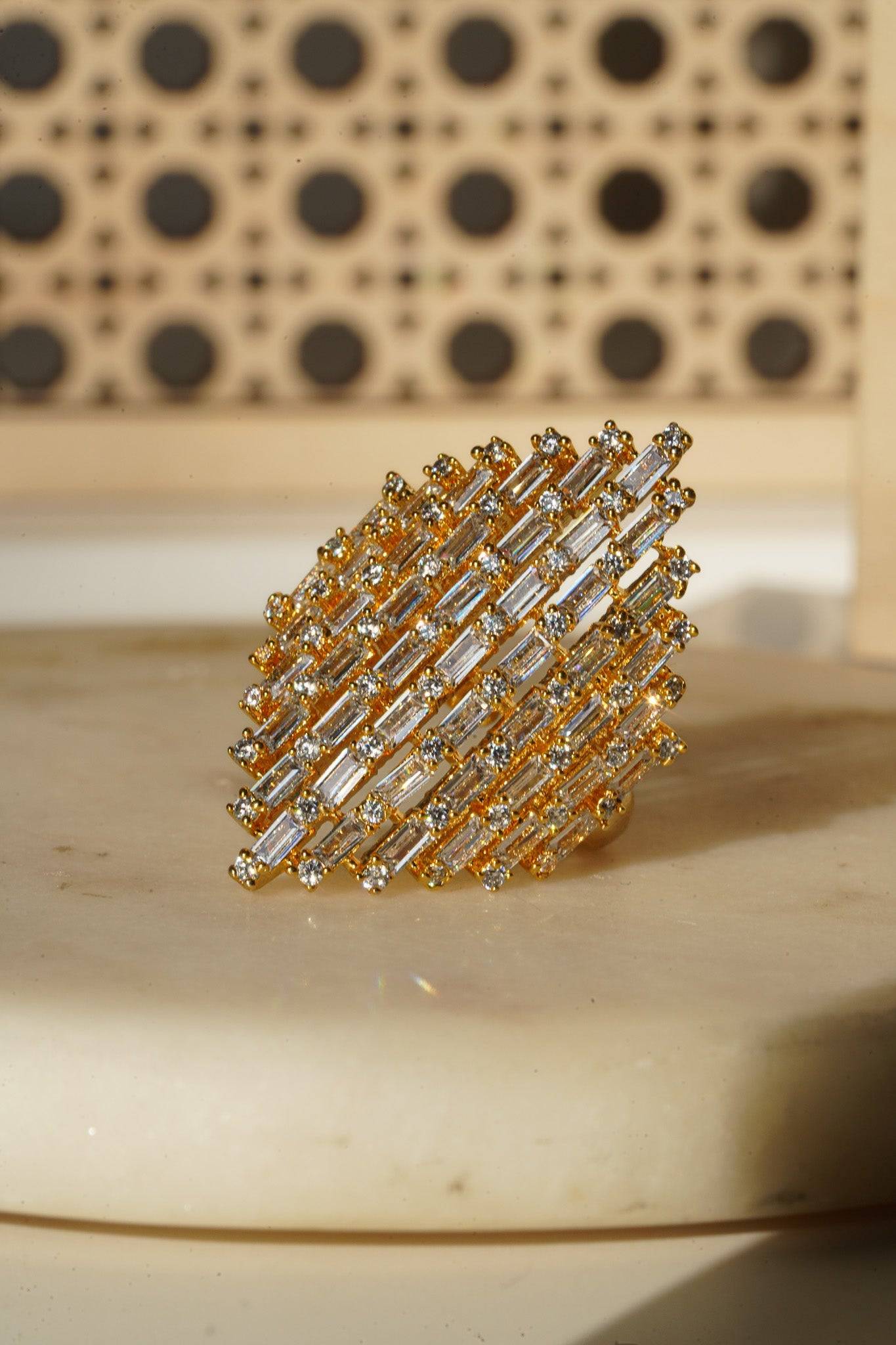 Kiran - Geometric Adjustable AD Ring Rings from Inaury