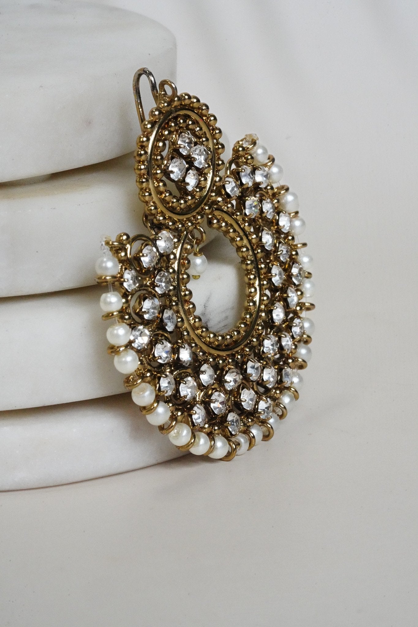 Laila - Antique Gold Chandbali Earrings and Maang Tikka Earrings & Tikka Set from Inaury