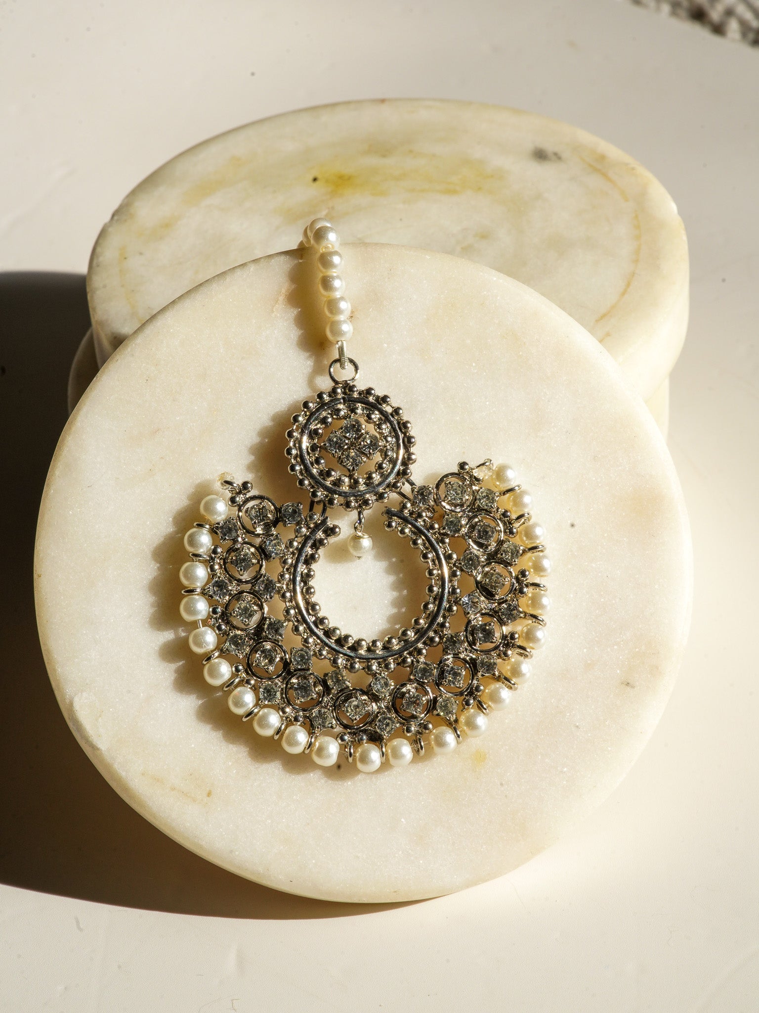 Laila - Chandbali Earrings and Maang Tikka Earrings & Tikka Set from Inaury