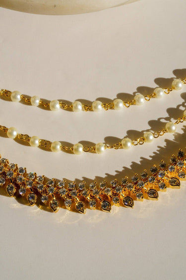 Layali - Diamanté Accent Gold & White AD Ear Chains (Set of 2) Ear Chains from Inaury