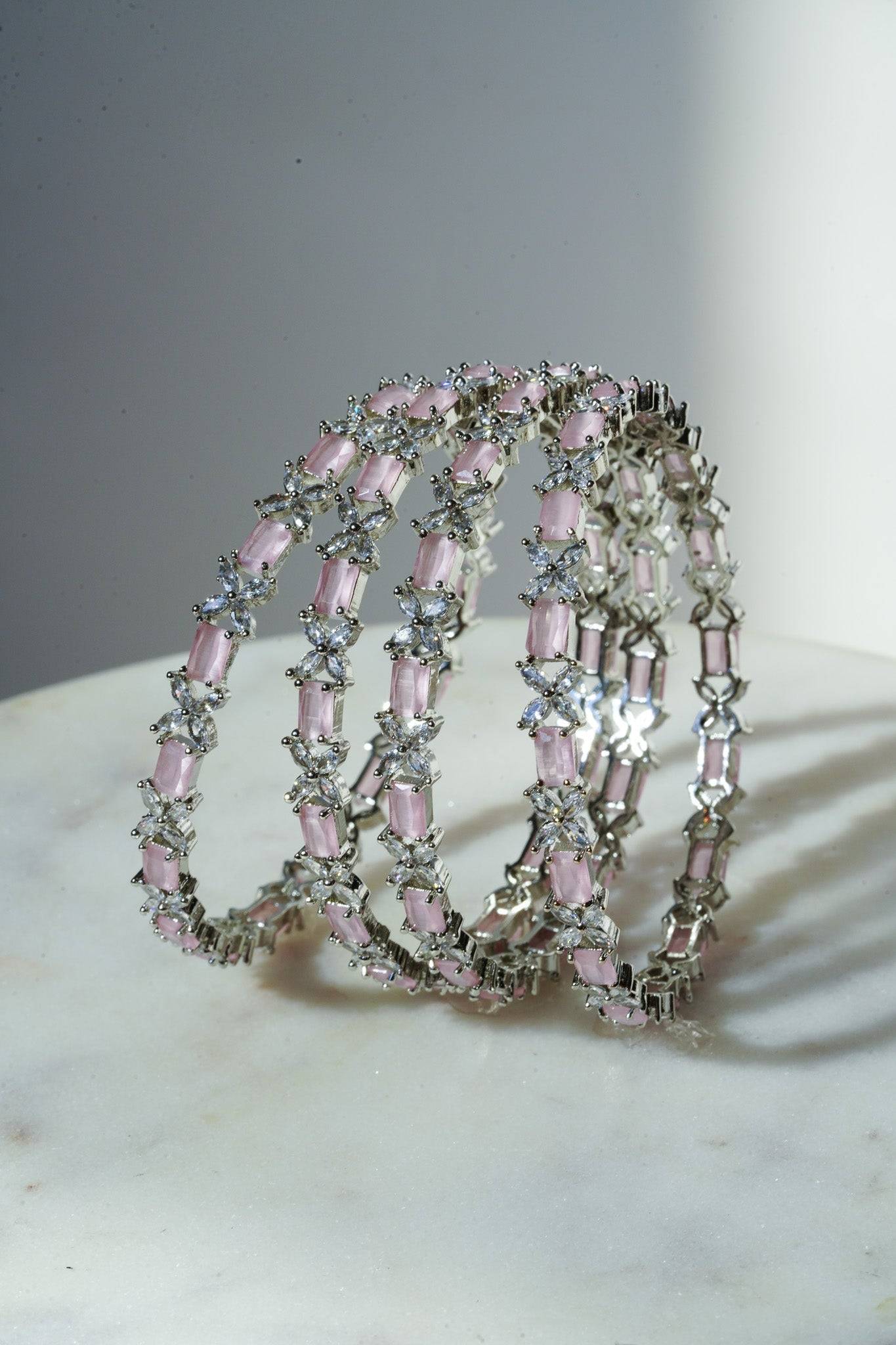 Lima - Pink AD Bangles (Set of 4) Bangles from Inaury