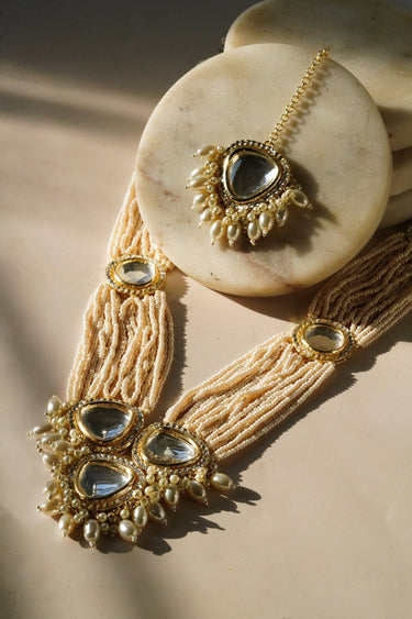 Masuma - Long Necklace Set With Uncut Polki Long Necklace Set from Inaury