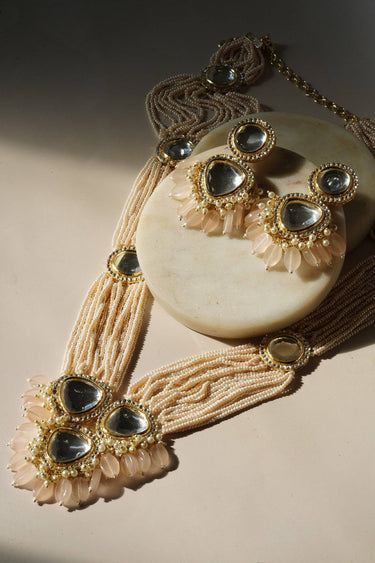 Masuma - Long Necklace Set With Uncut Polki Long Necklace Set from Inaury