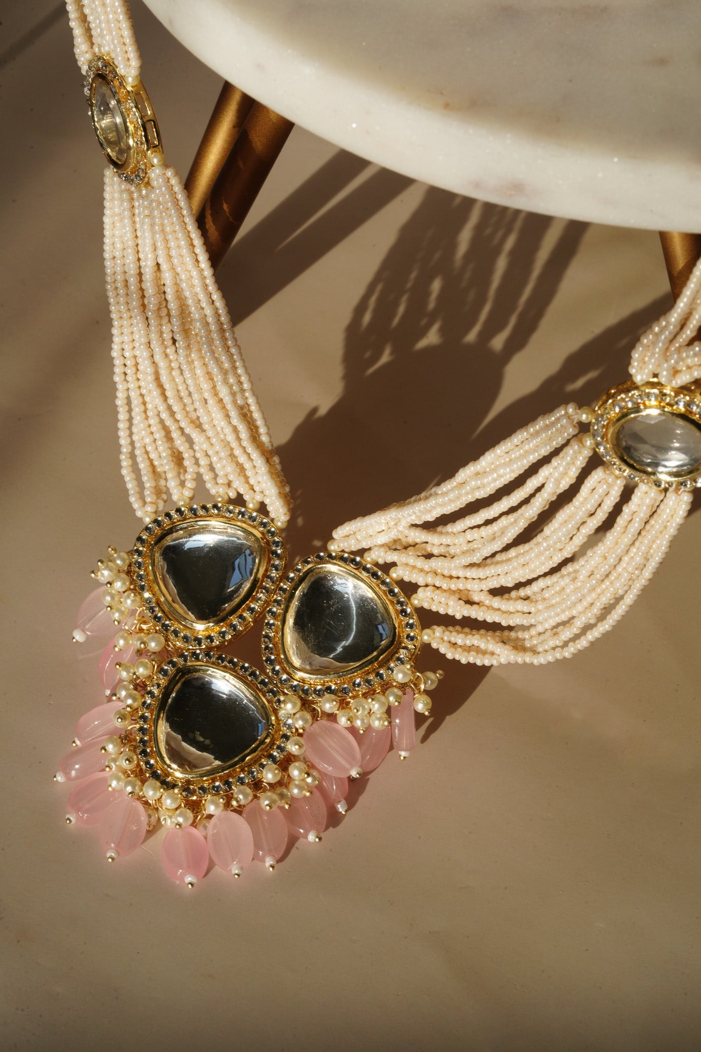 Masuma - Long Necklace Set With Uncut Polki Long Necklace Set from Inaury