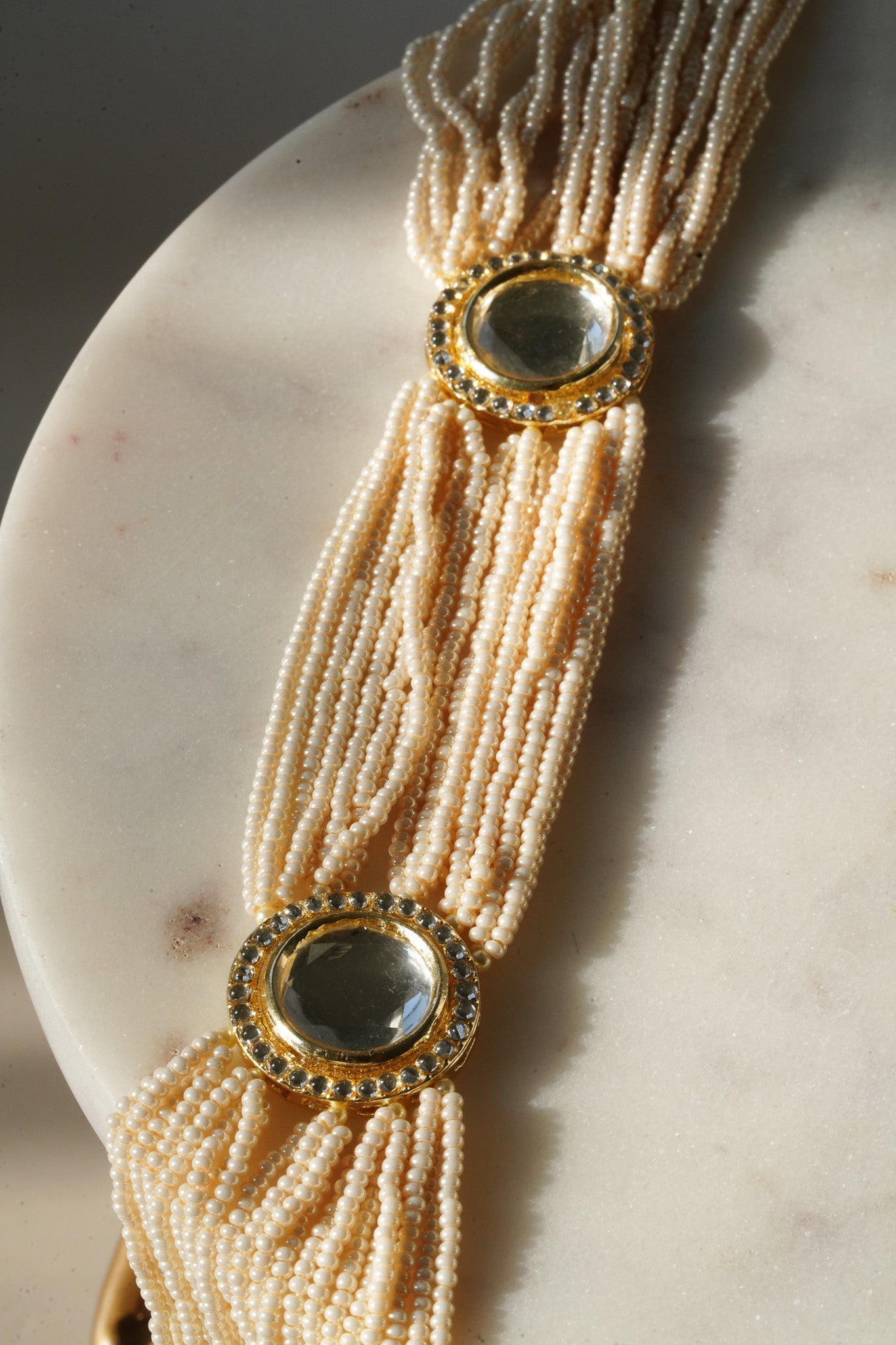 Masuma - Long Necklace Set With Uncut Polki Long Necklace Set from Inaury
