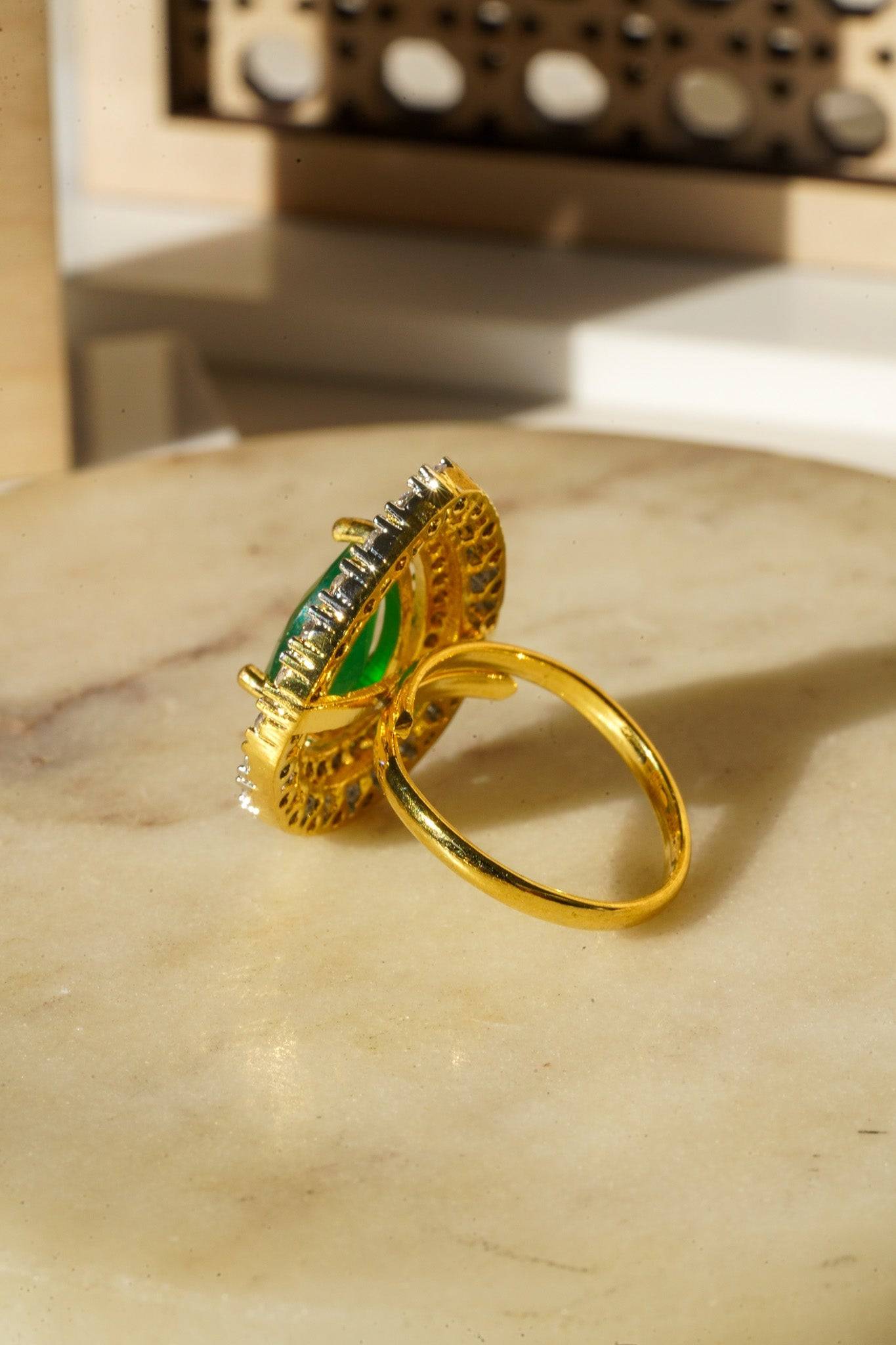 Meena - Teadrop Adjustable AD Ring Rings from Inaury