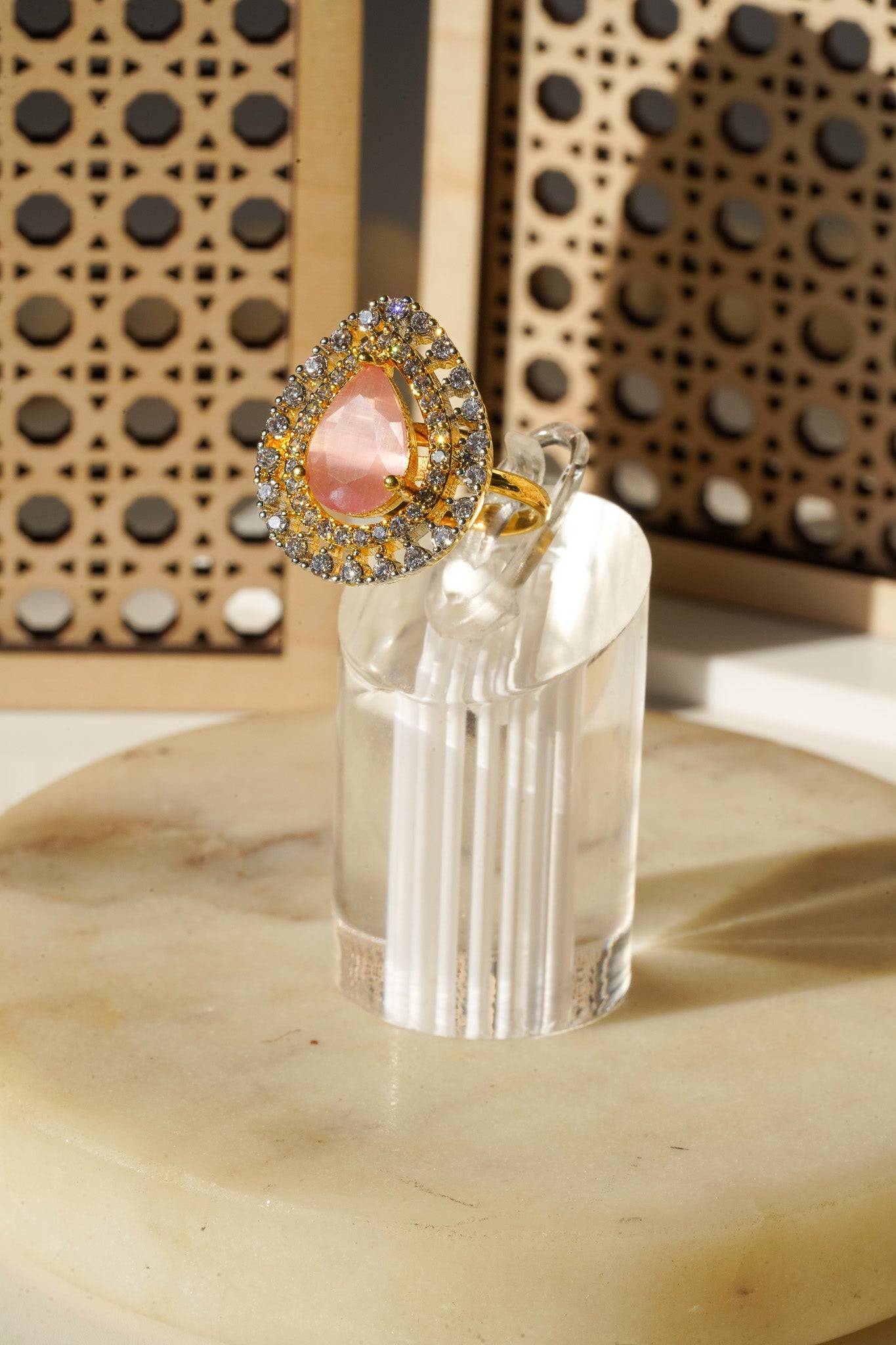 Meena - Teadrop Adjustable AD Ring Rings from Inaury
