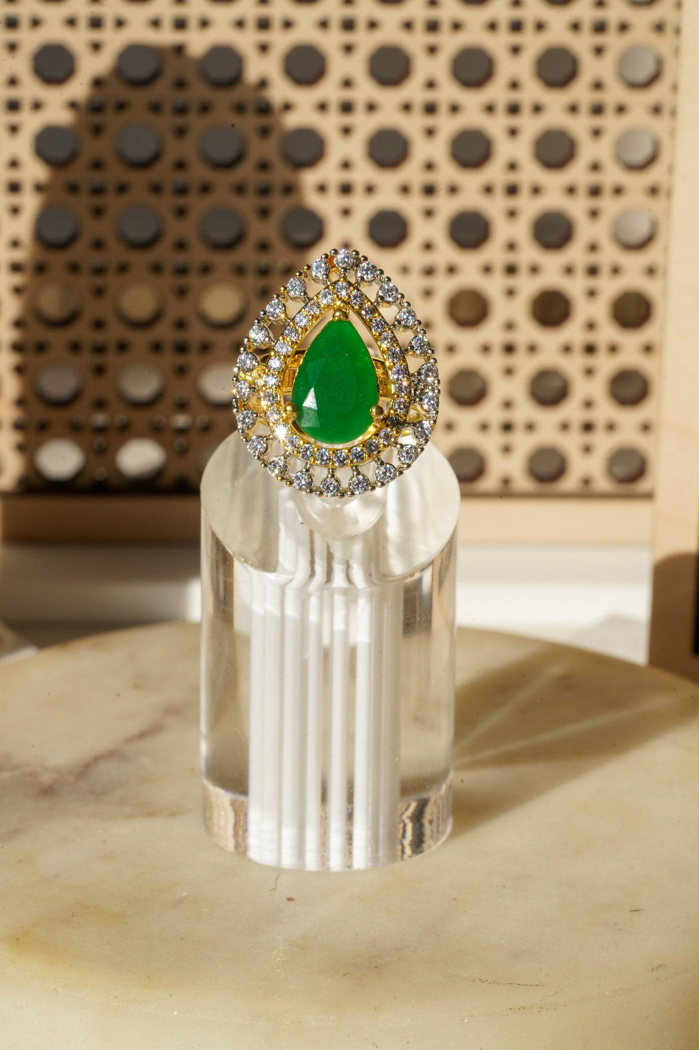 Meena - Teadrop Adjustable AD Ring Rings from Inaury