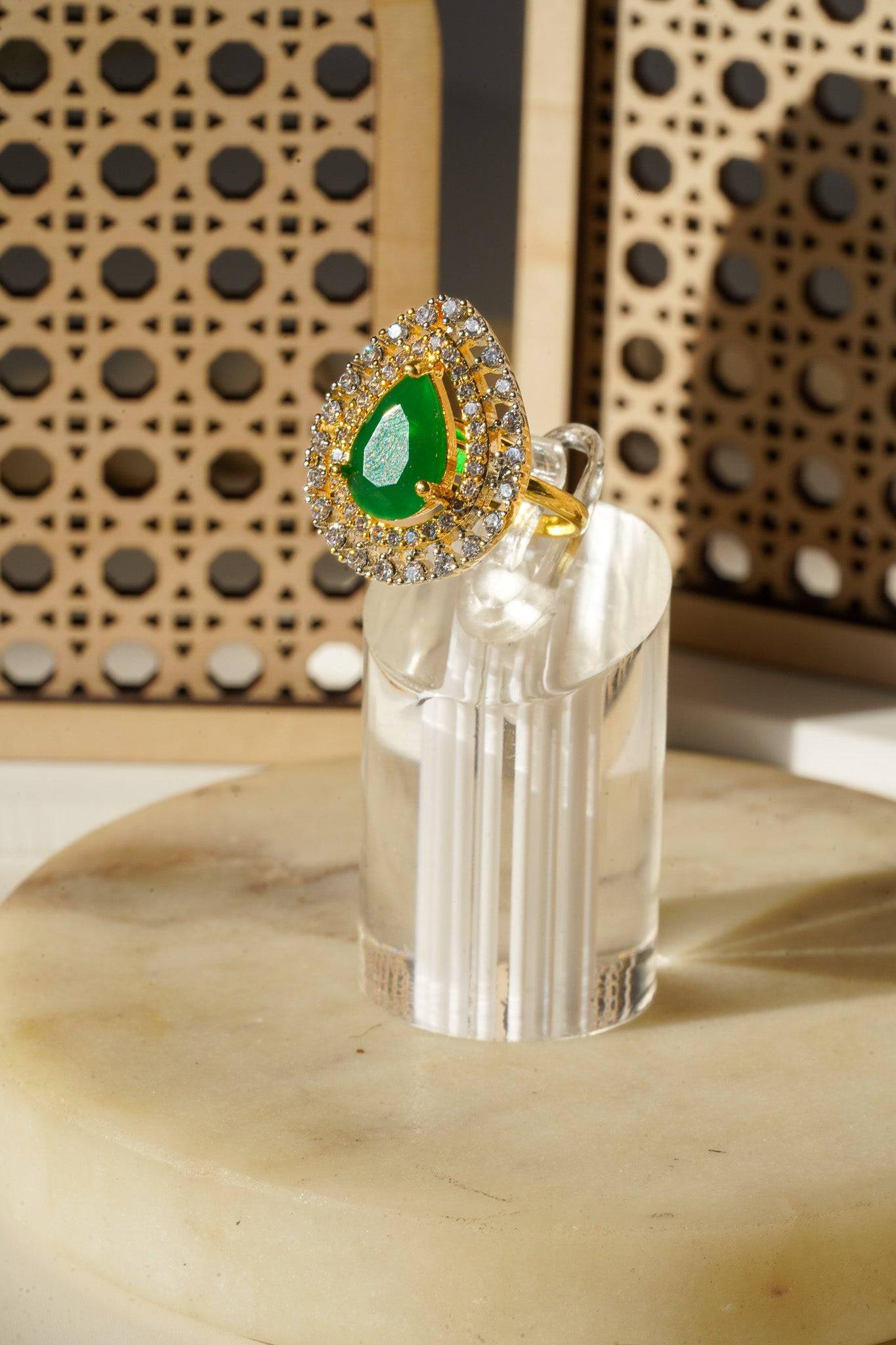 Meena - Teadrop Adjustable AD Ring Rings from Inaury