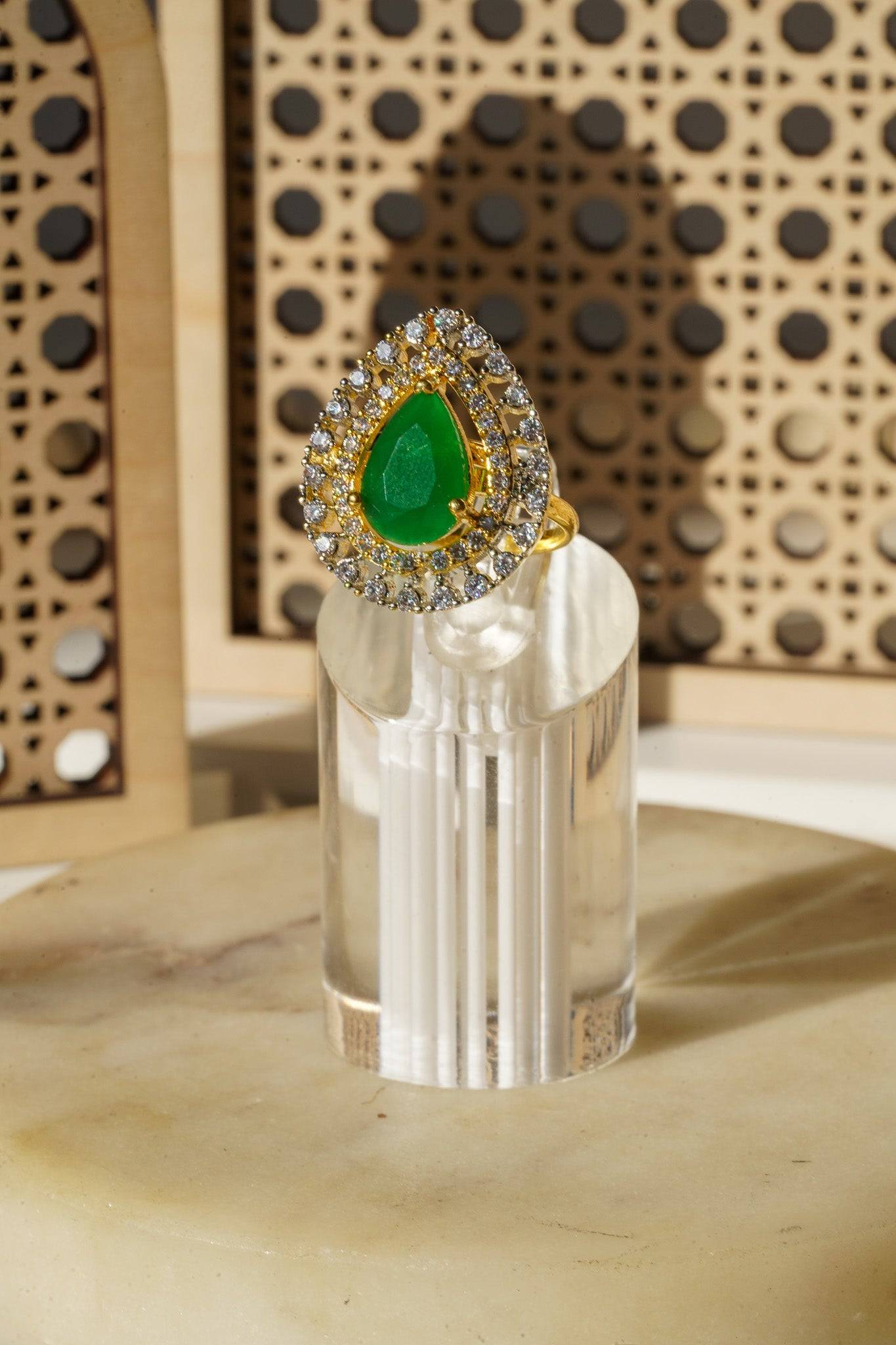 Meena - Teadrop Adjustable AD Ring Rings from Inaury