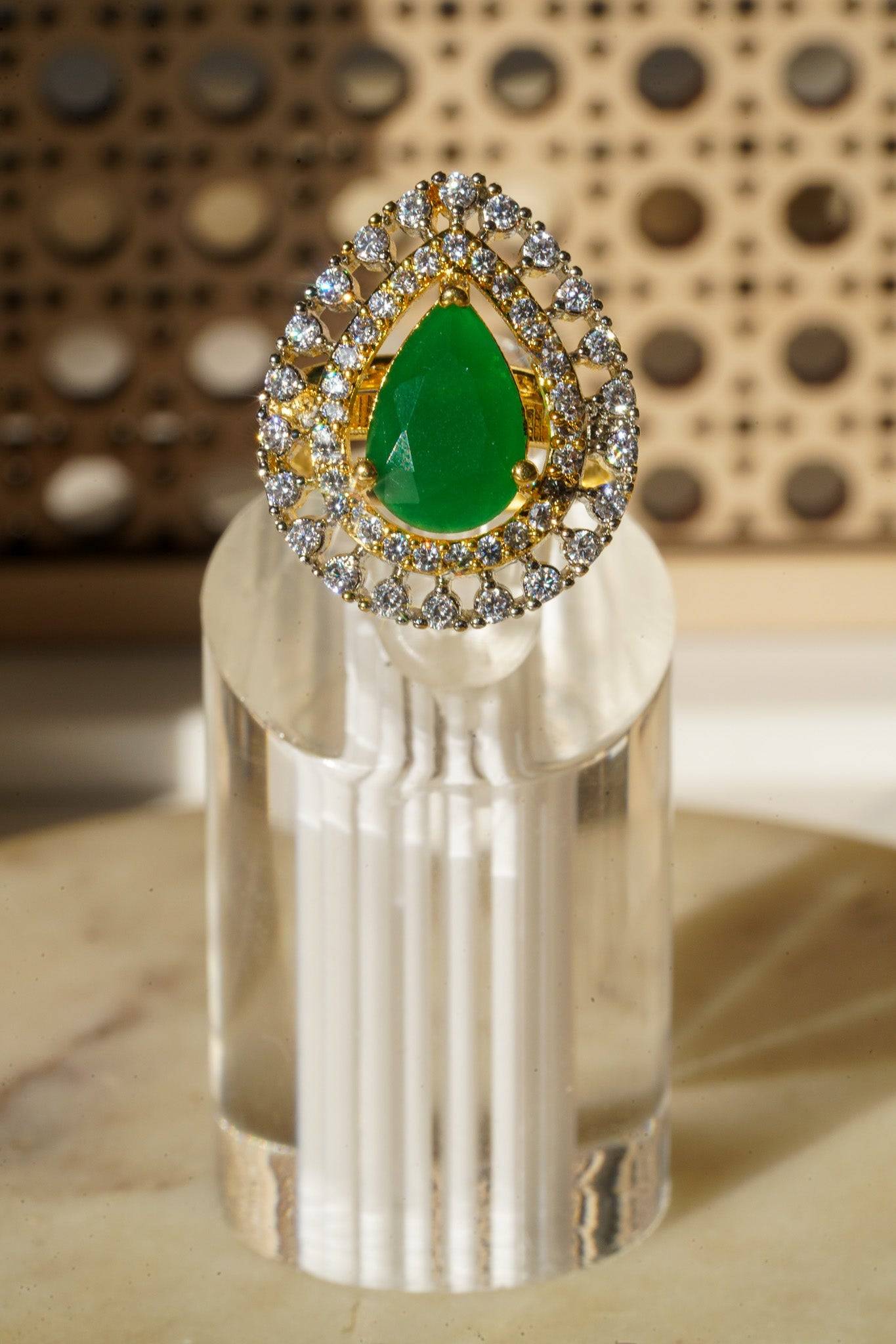 Meena - Teadrop Adjustable AD Ring Rings from Inaury