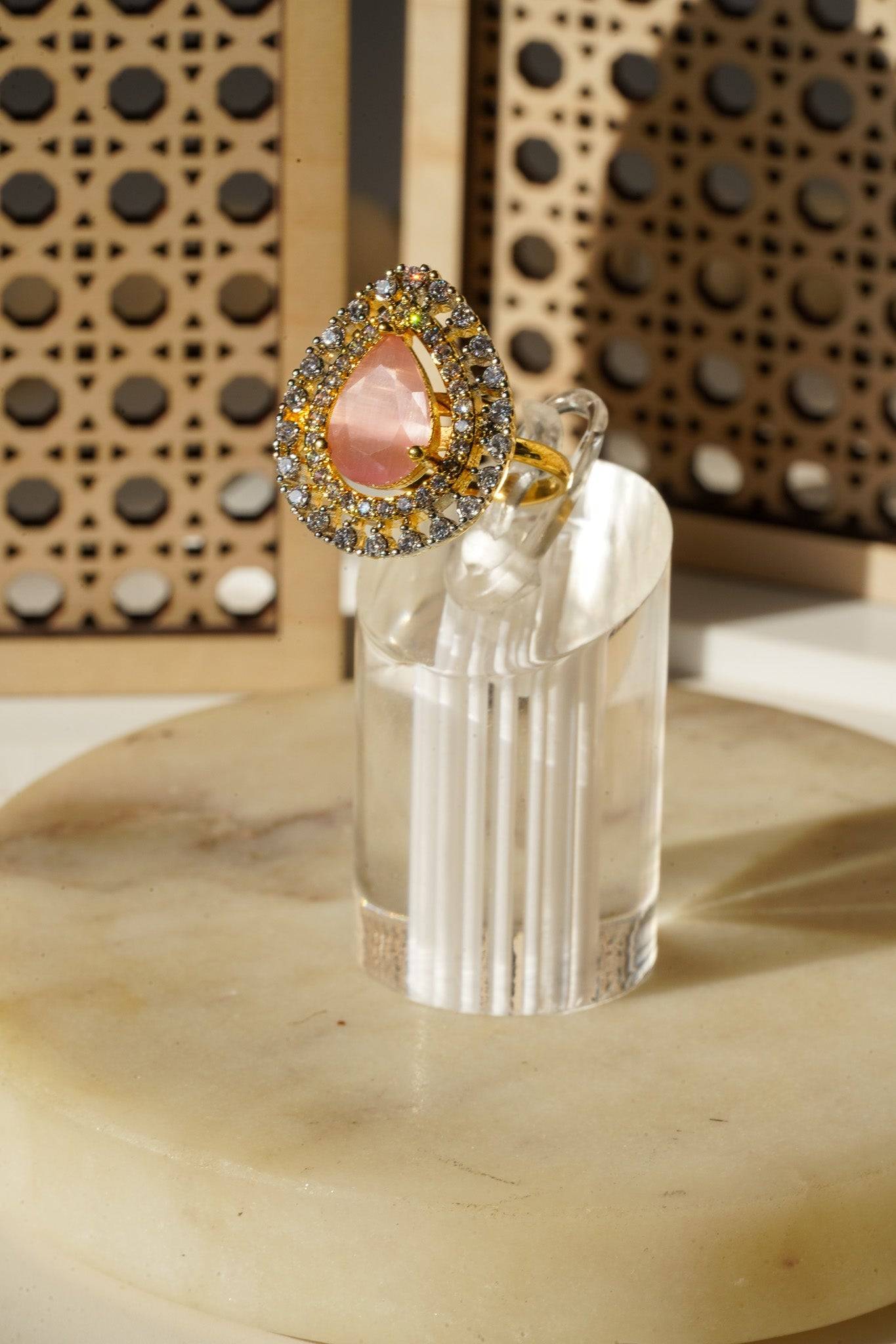 Meena - Teadrop Adjustable AD Ring Rings from Inaury