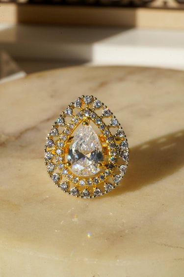 Meena - Teadrop Adjustable AD Ring Rings from Inaury