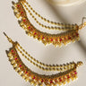 Mihika Diamanté Accent AD Ear Chains - Gold-plated with white or multicolor AD stones and pearls, featuring a convenient hook for easy placement.