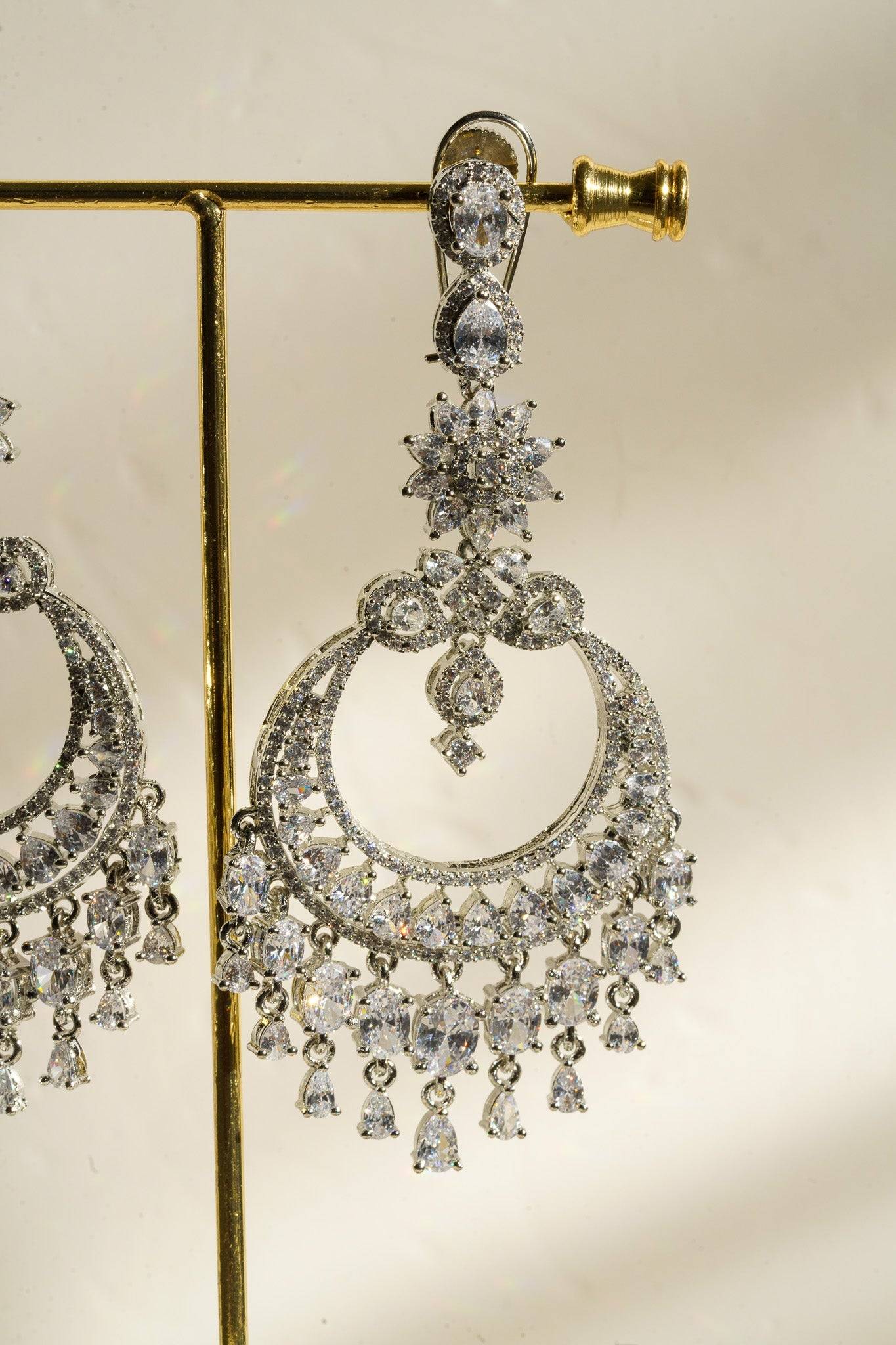 Misha - Oversized Diamanté Accent Chandelier Earrings Chandelier from Inaury