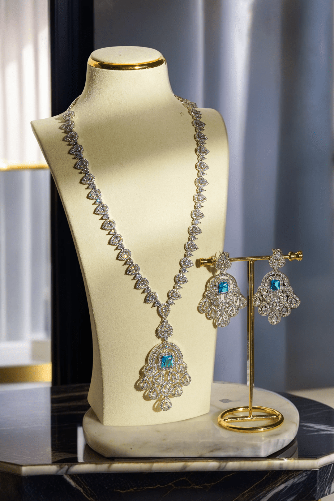 Mishal - Long Statement Pendant Necklace Set Long Necklace Set from Inaury