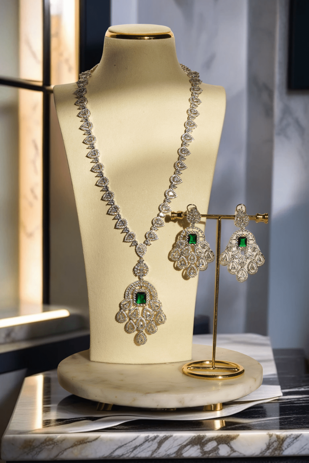 Mishal - Long Statement Pendant Necklace Set Long Necklace Set from Inaury