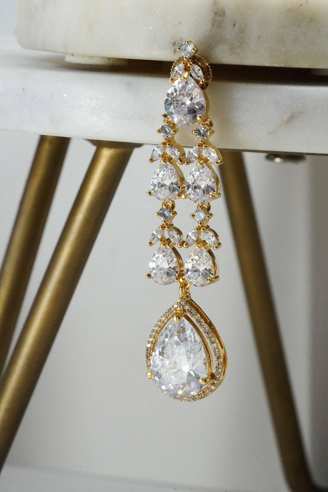 Multicolor double layer gold diamanté necklace set for Indian weddings by Inaury