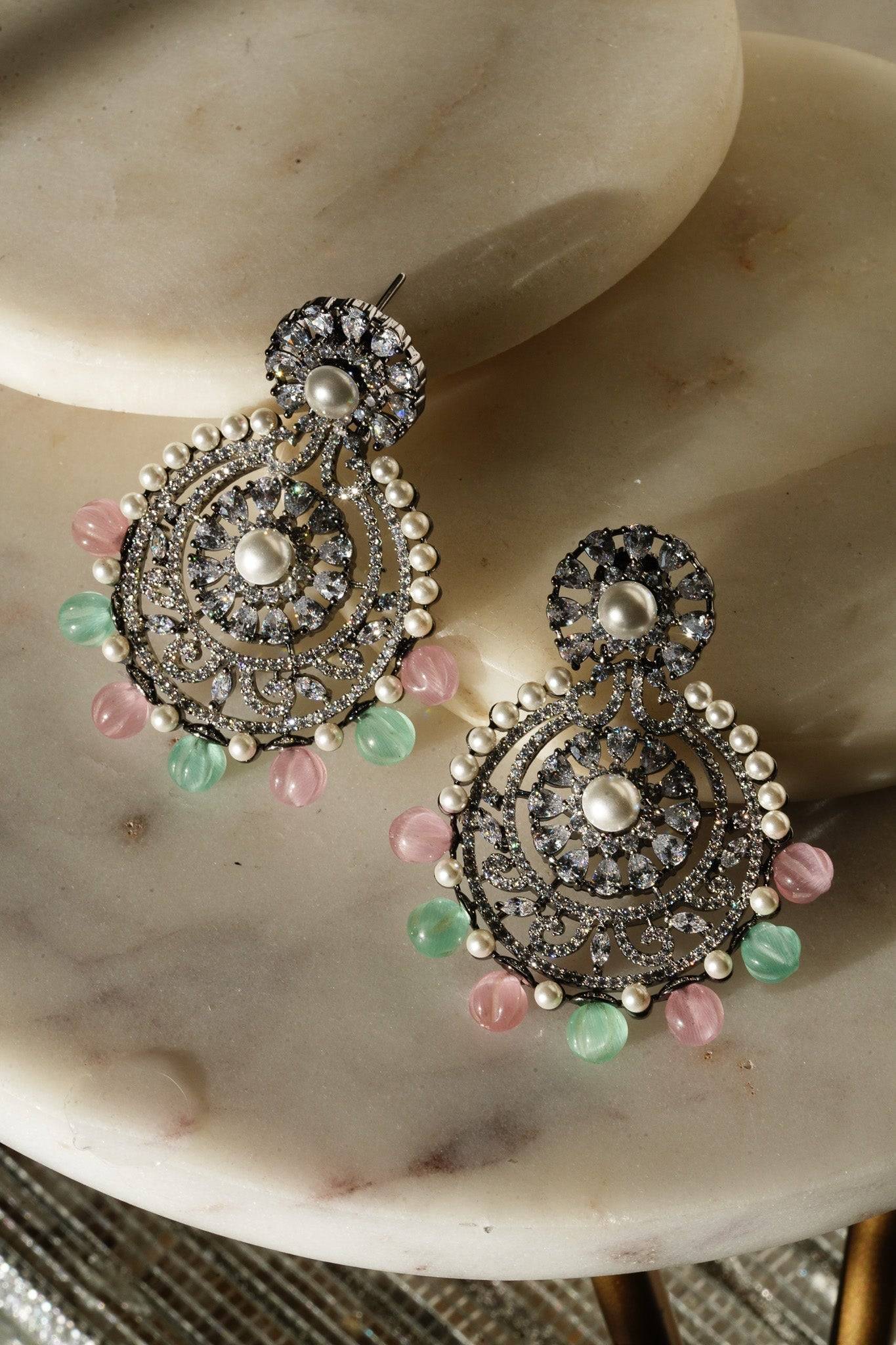 Navya - Black Plated Chandbali Earrings Chandbali from Inaury