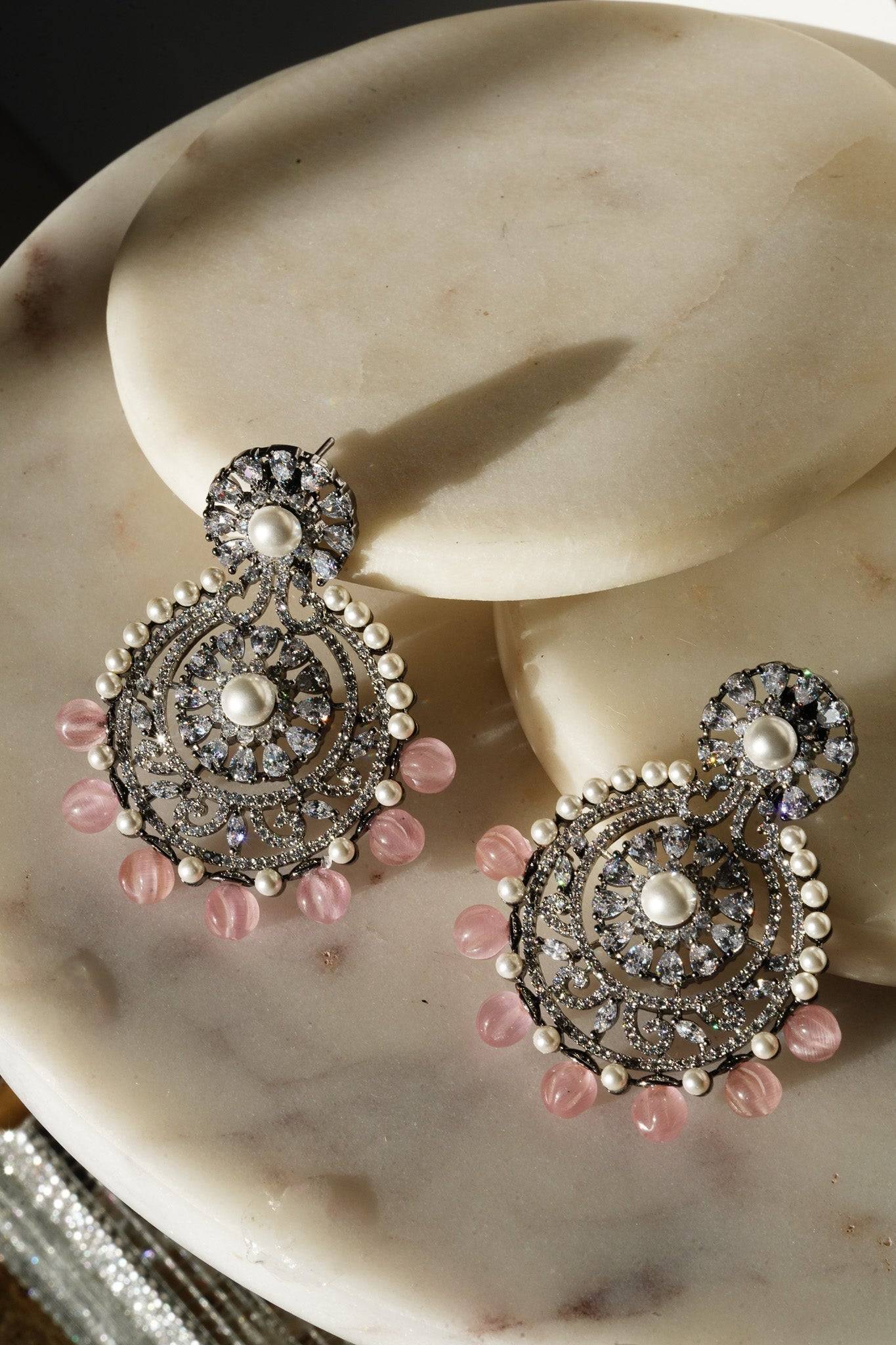 Navya - Black Plated Chandbali Earrings Chandbali from Inaury