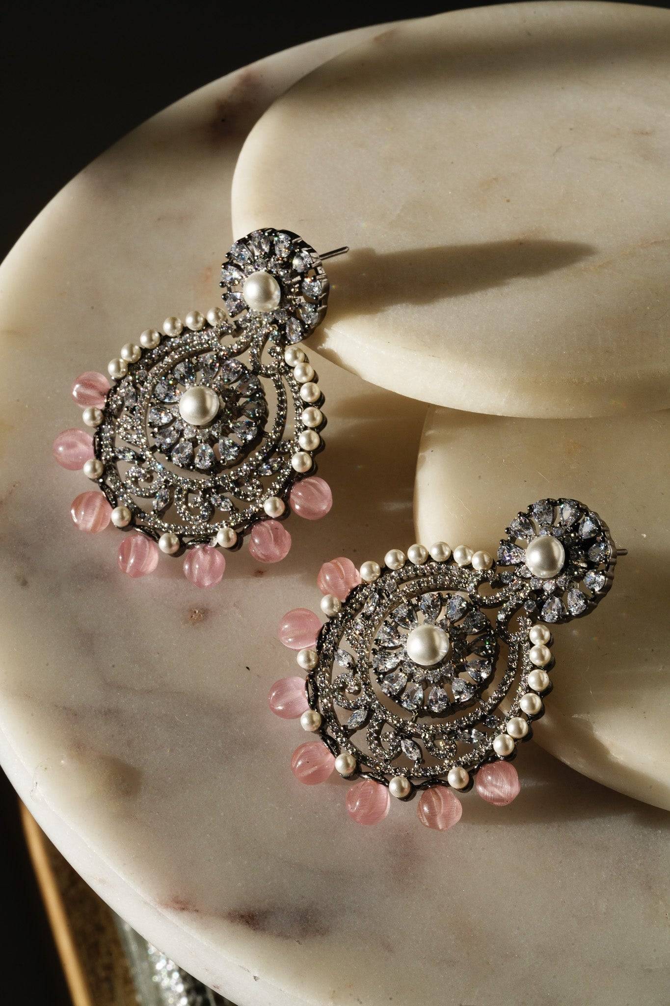 Navya - Black Plated Chandbali Earrings Chandbali from Inaury