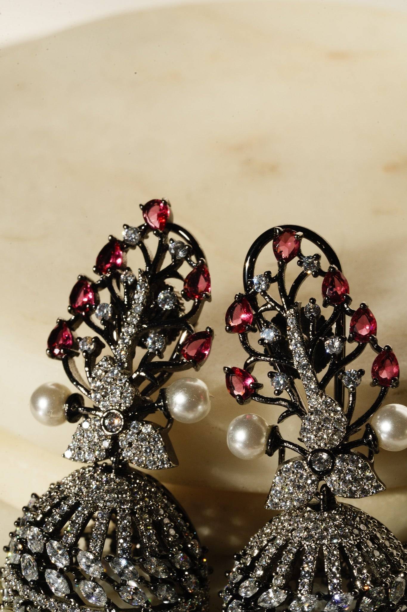 Nidhi - Black Plated AD Jhumka Jhumkas from Inaury