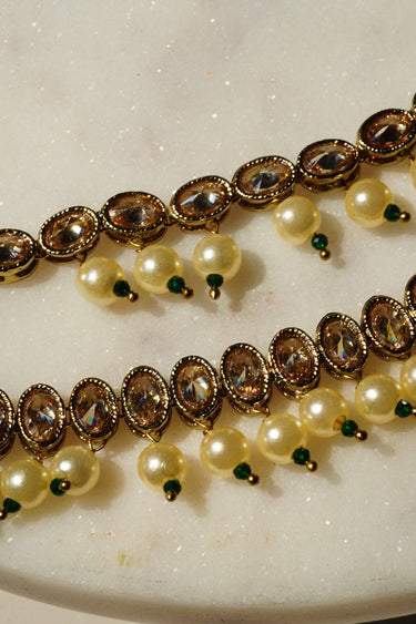 Nisha - Gold & Green Kundan Mathapatti Matha Patti from Inaury
