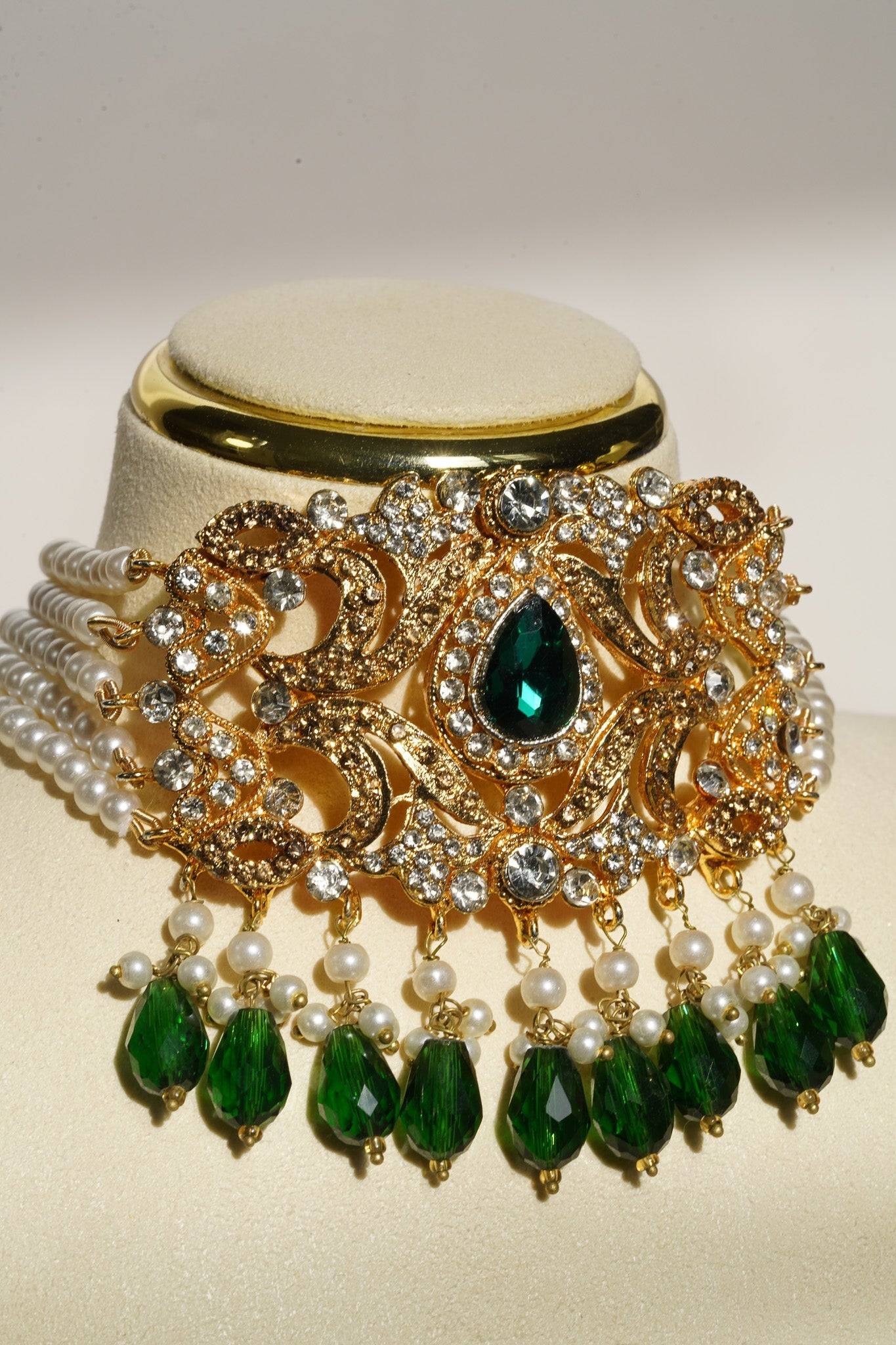 Noreen - Artisan Crafted Choker Necklace Set With Earrings & Tikka Choker Necklace Set from Inaury
