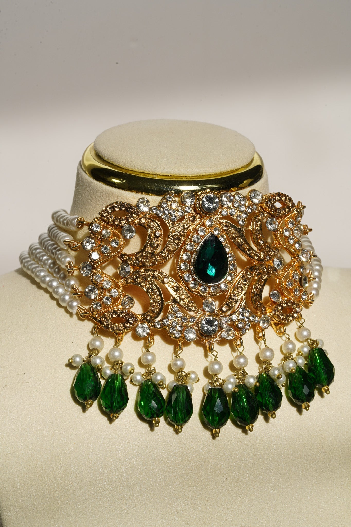Noreen - Artisan Crafted Choker Necklace Set With Earrings & Tikka Choker Necklace Set from Inaury
