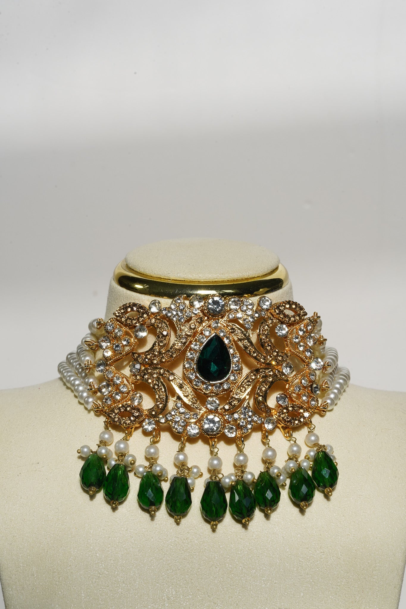Noreen - Artisan Crafted Choker Necklace Set With Earrings & Tikka Choker Necklace Set from Inaury