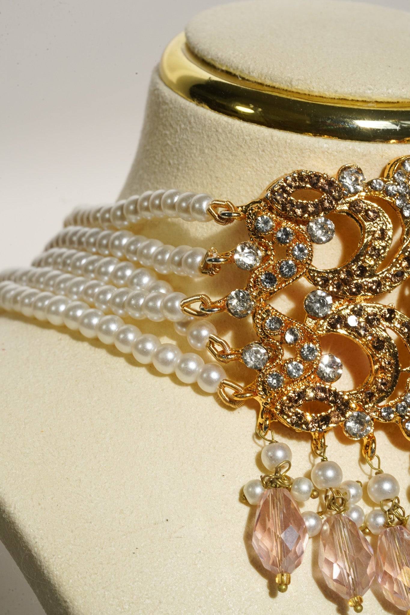 Noreen - Artisan Crafted Choker Necklace Set With Earrings & Tikka Choker Necklace Set from Inaury
