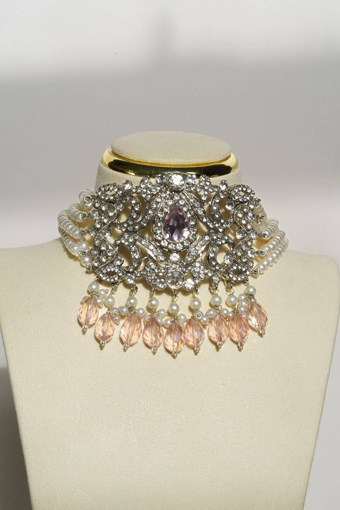 Noreen - Artisan Crafted Choker Necklace Set With Earrings & Tikka Choker Necklace Set from Inaury