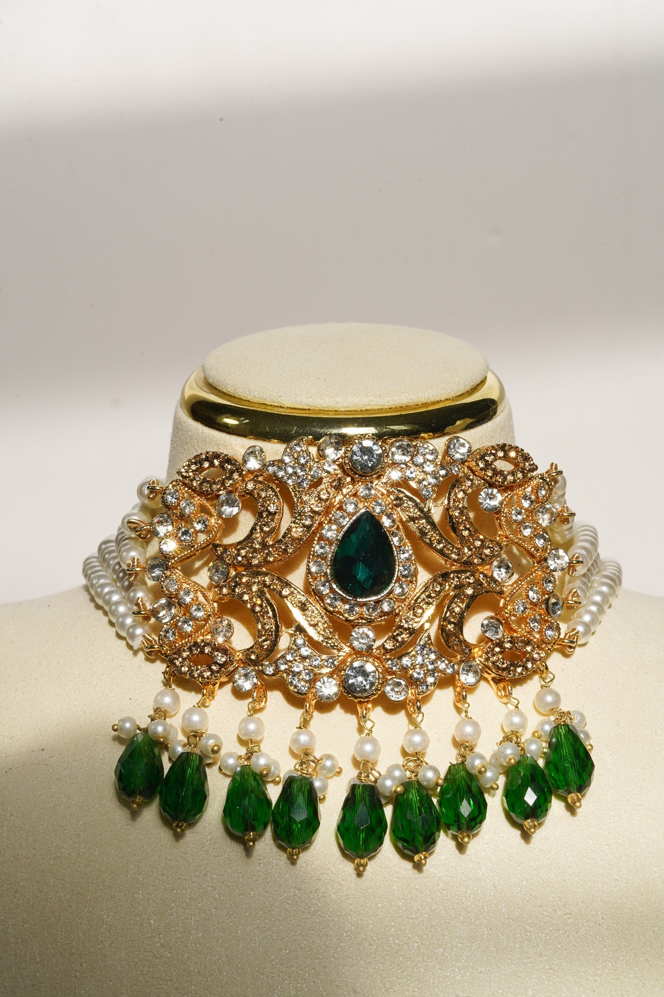 Noreen - Artisan Crafted Choker Necklace Set With Earrings & Tikka Choker Necklace Set from Inaury