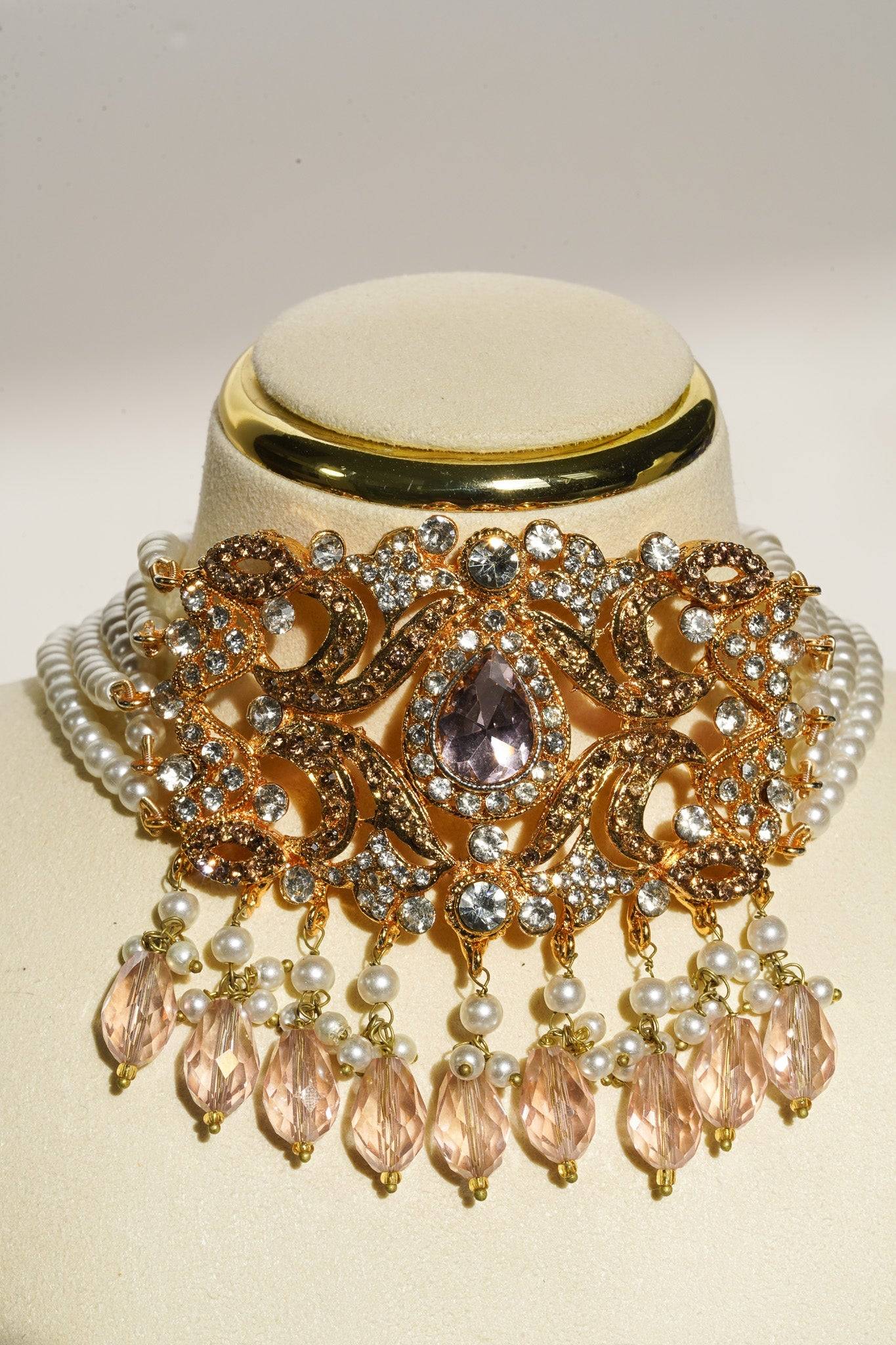 Noreen - Artisan Crafted Choker Necklace Set With Earrings & Tikka Choker Necklace Set from Inaury