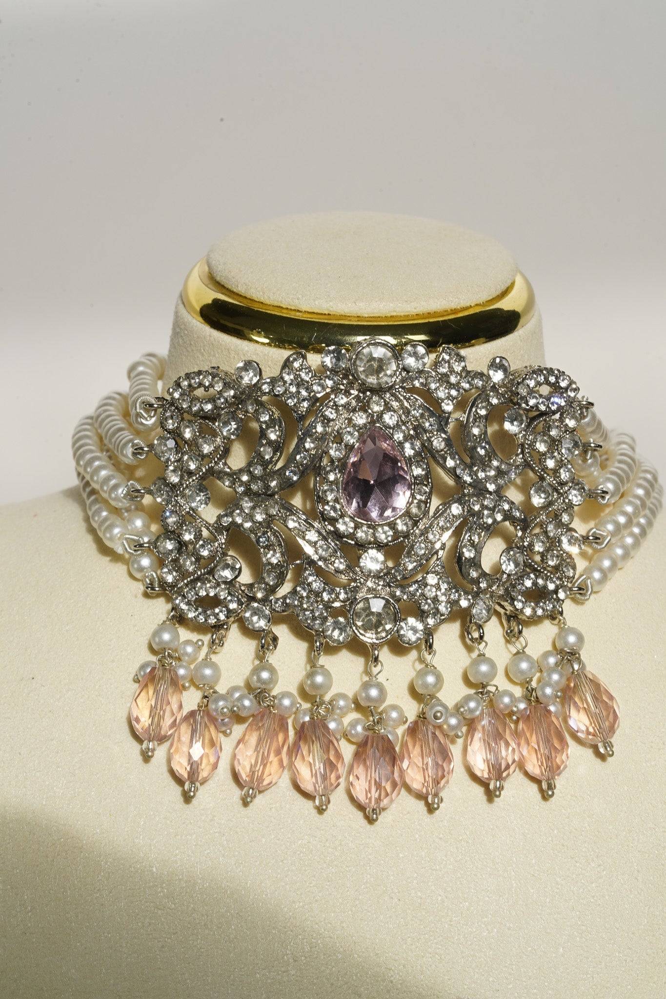 Noreen - Artisan Crafted Choker Necklace Set With Earrings & Tikka Choker Necklace Set from Inaury