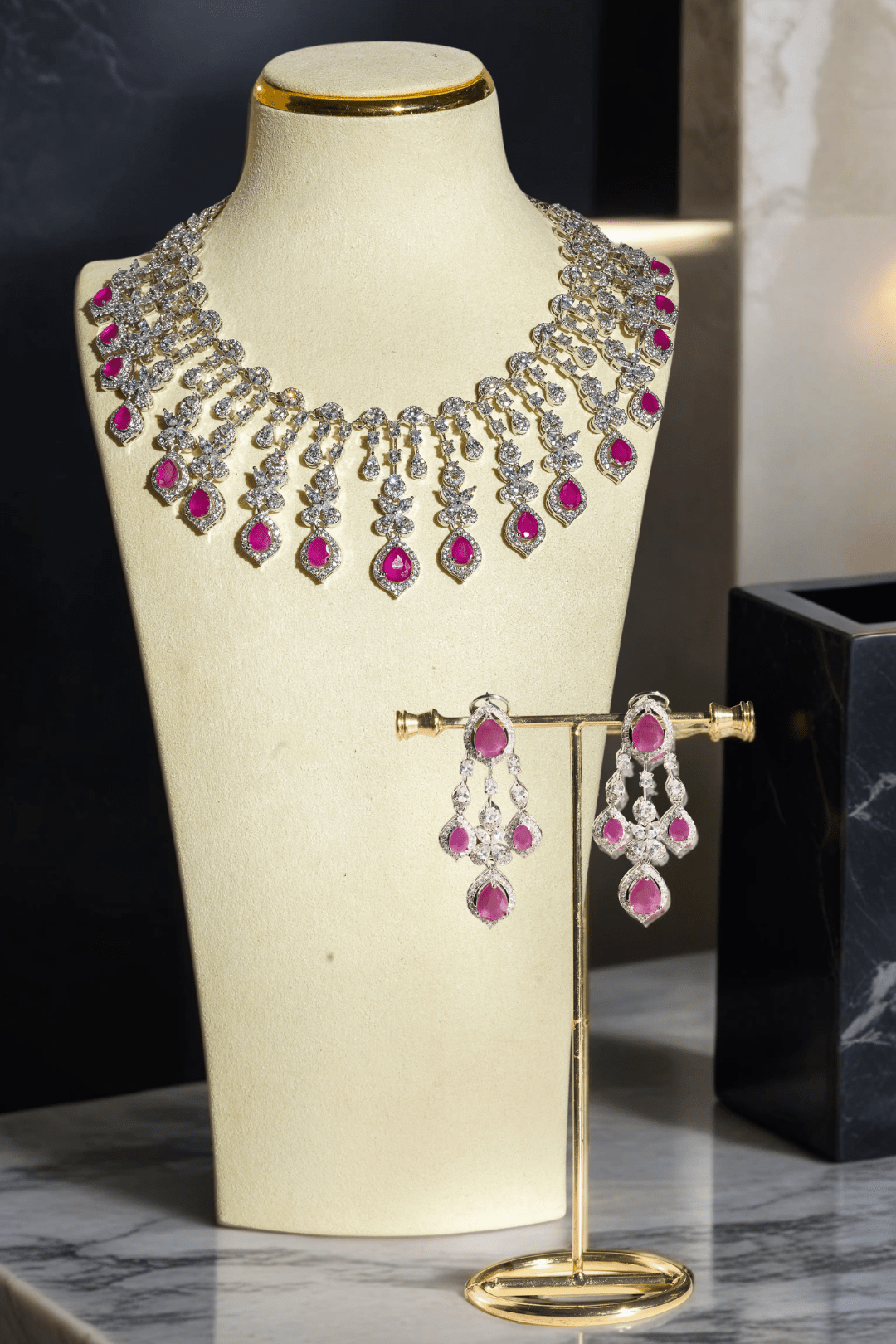 Raha- Diamanté Accent Classic Necklace Set Classic Necklace Set from Inaury