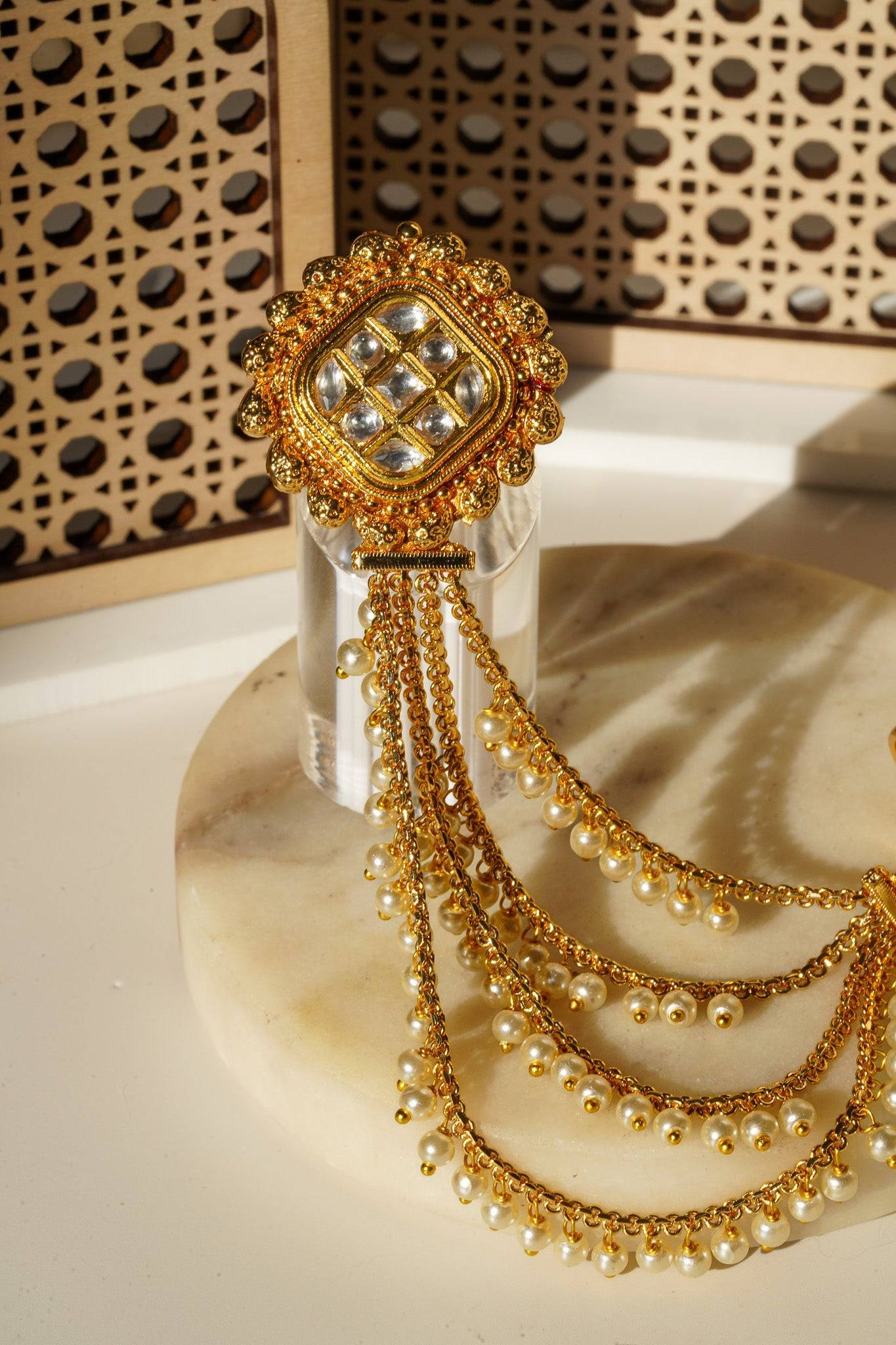 Renu- Chain Linked Double Kundan Ring Rings from Inaury