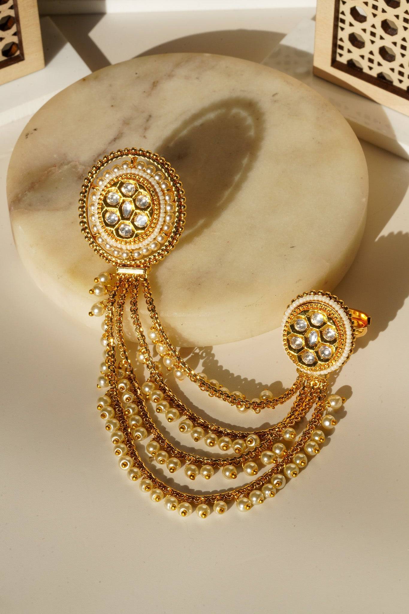 Renu- Chain Linked Double Kundan Ring Rings from Inaury