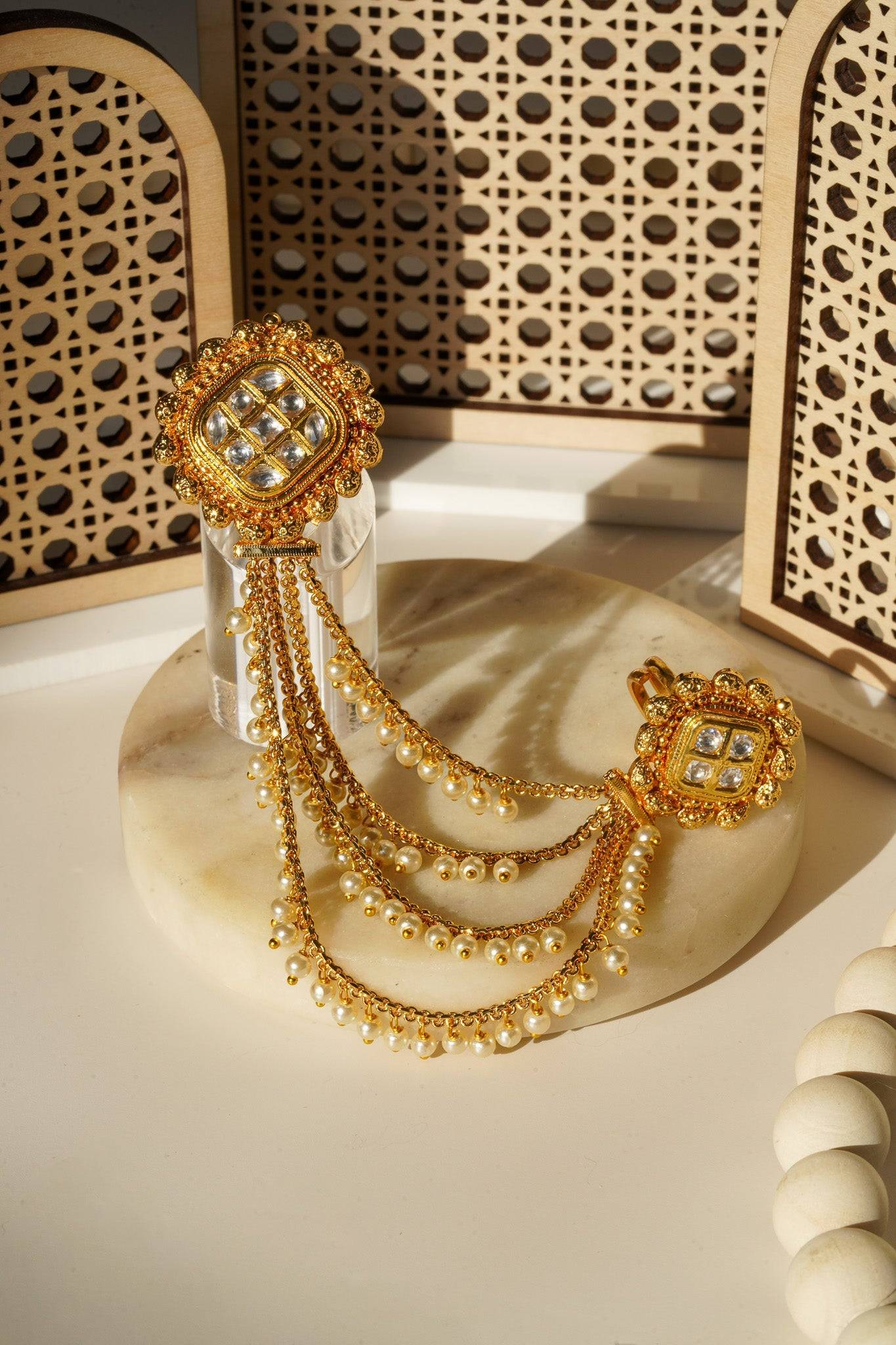 Renu- Chain Linked Double Kundan Ring Rings from Inaury