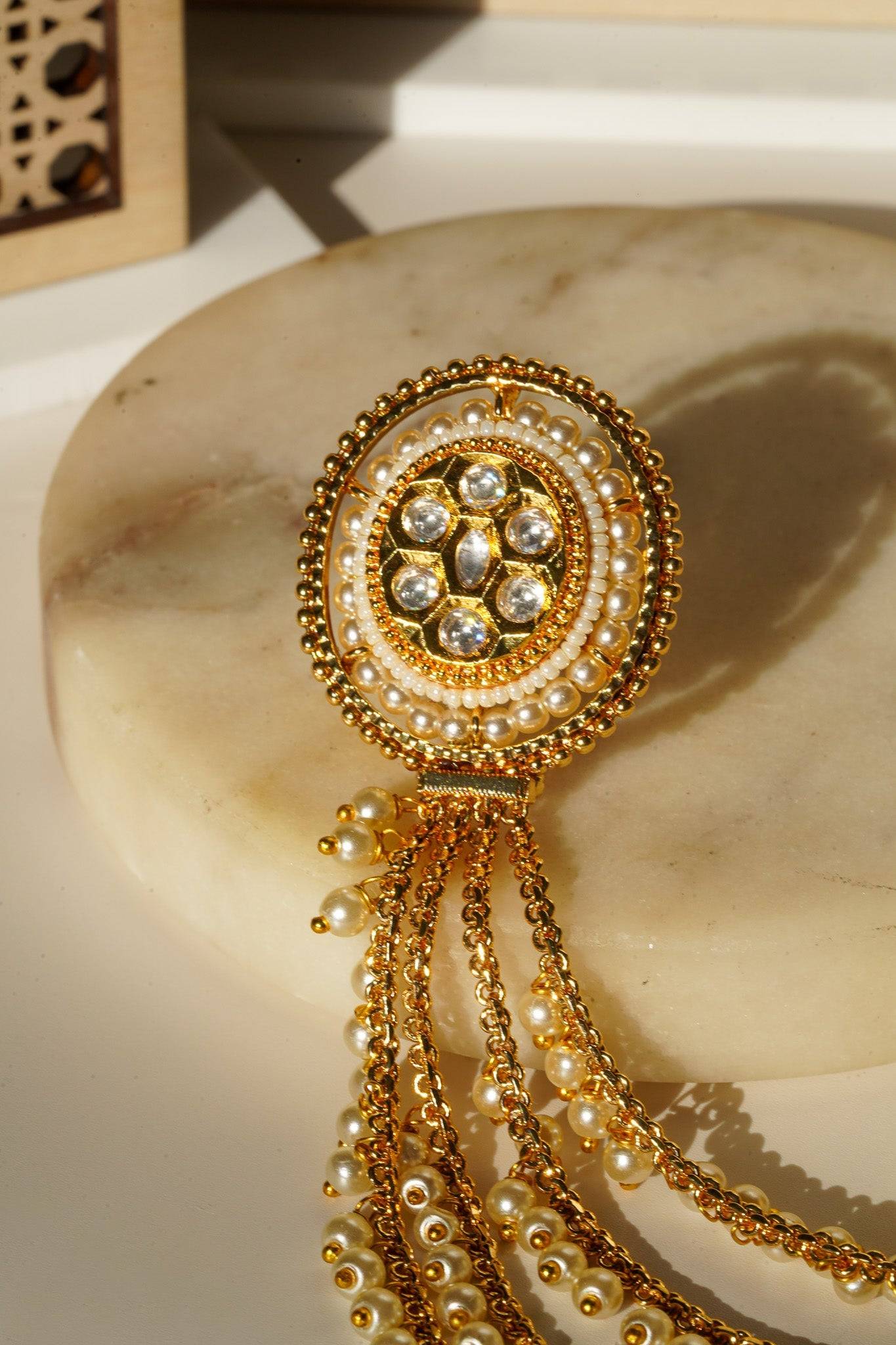 Renu- Chain Linked Double Kundan Ring Rings from Inaury