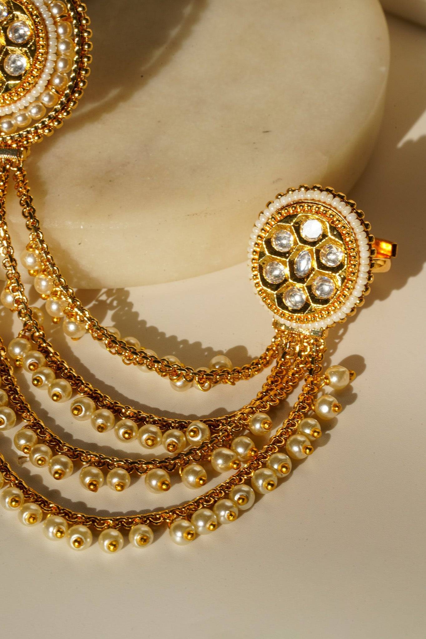 Renu- Chain Linked Double Kundan Ring Rings from Inaury