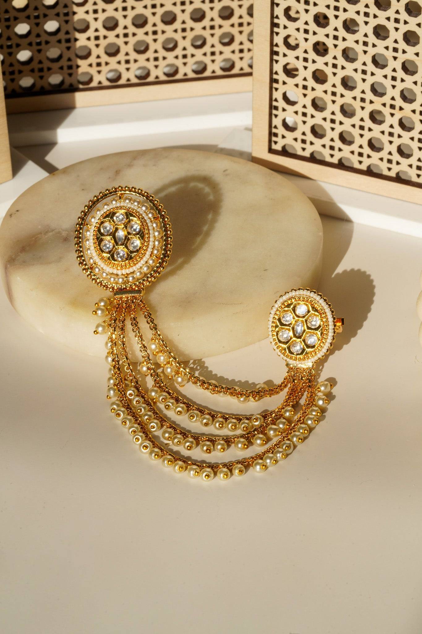 Renu- Chain Linked Double Kundan Ring Rings from Inaury