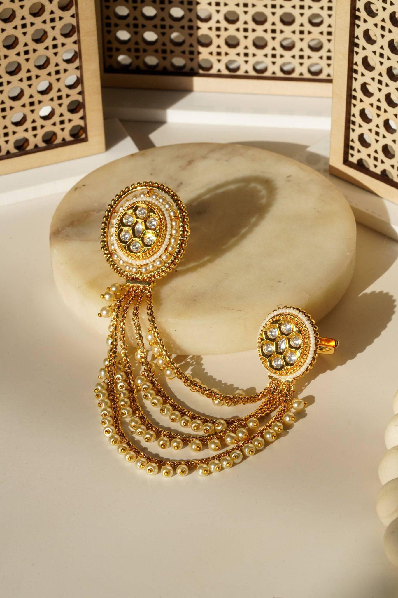 Renu- Chain Linked Double Kundan Ring Rings from Inaury