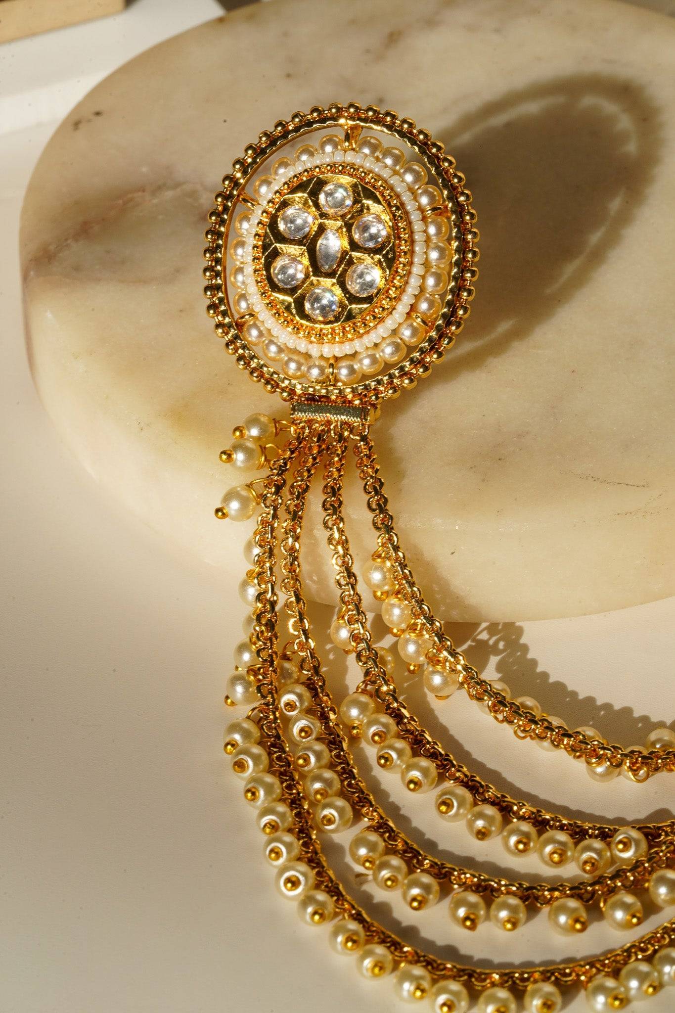 Renu- Chain Linked Double Kundan Ring Rings from Inaury