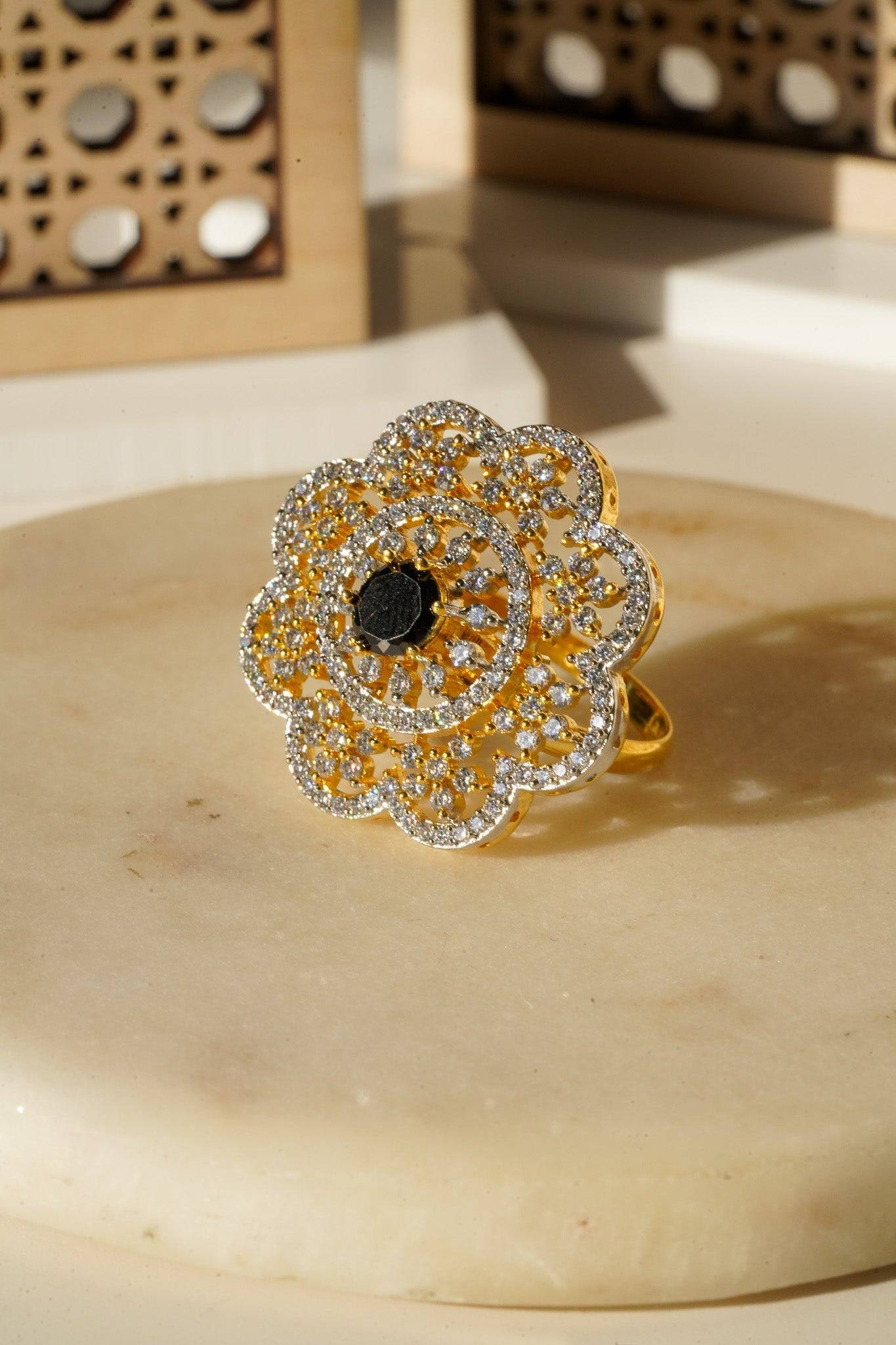 Rida - Floral Adjustable AD Ring Rings from Inaury
